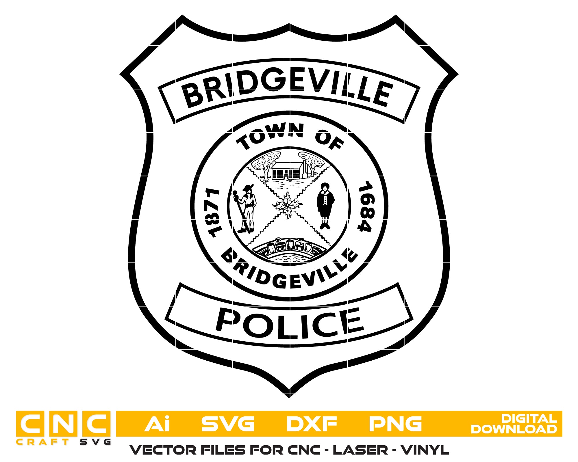 Bridgeville Police Department Patch SVG, Bridgeville PD Patch Vector, Bridgeville Police Emblem SVG, Police Patch Digital File, Law Enforcement Patch Vector Download