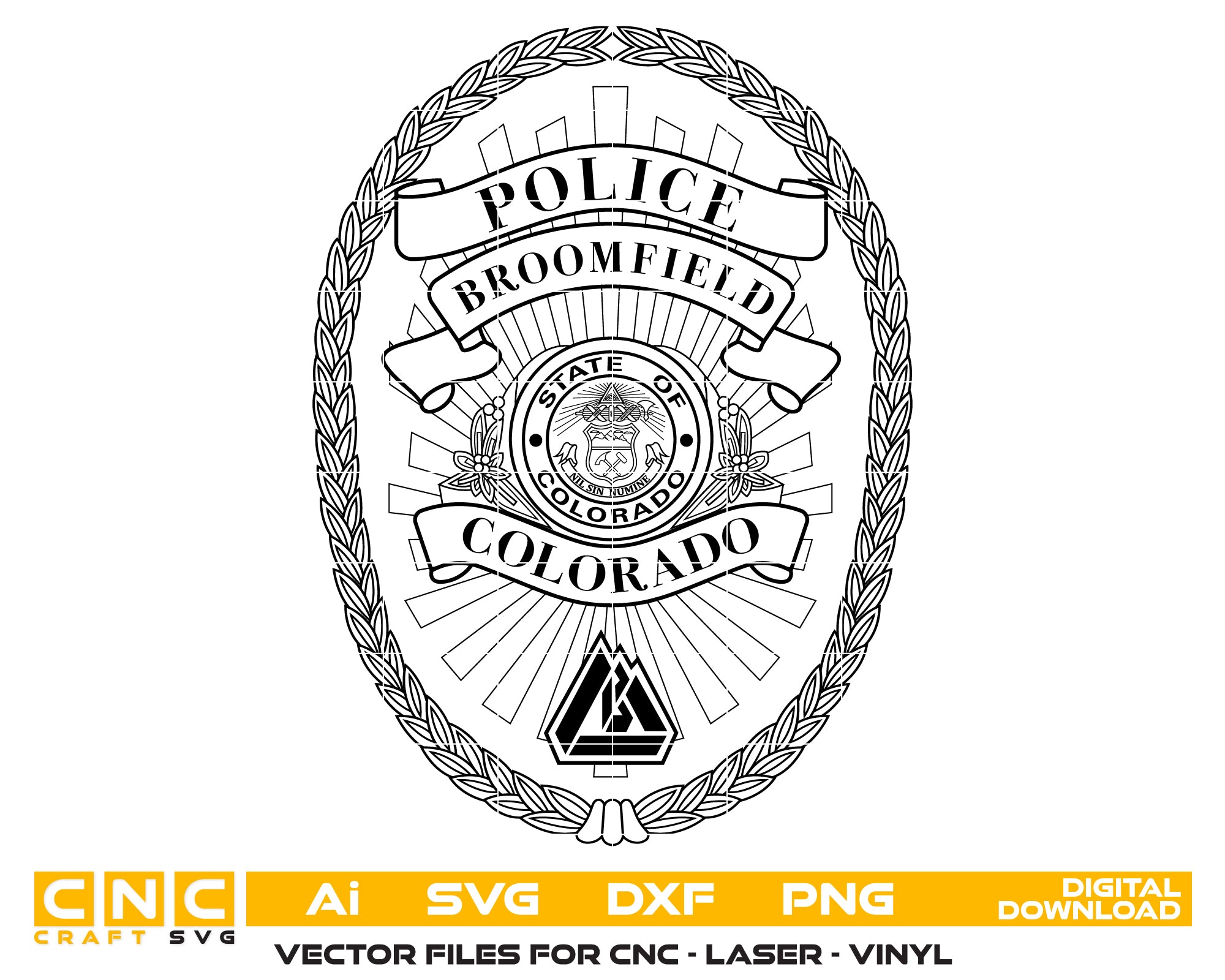 Broomfield Police Department Badge SVG, Broomfield Colorado Police Badge Vector, Broomfield Police SVG Emblem, Colorado Law Enforcement Badge Logo SVG, #support
