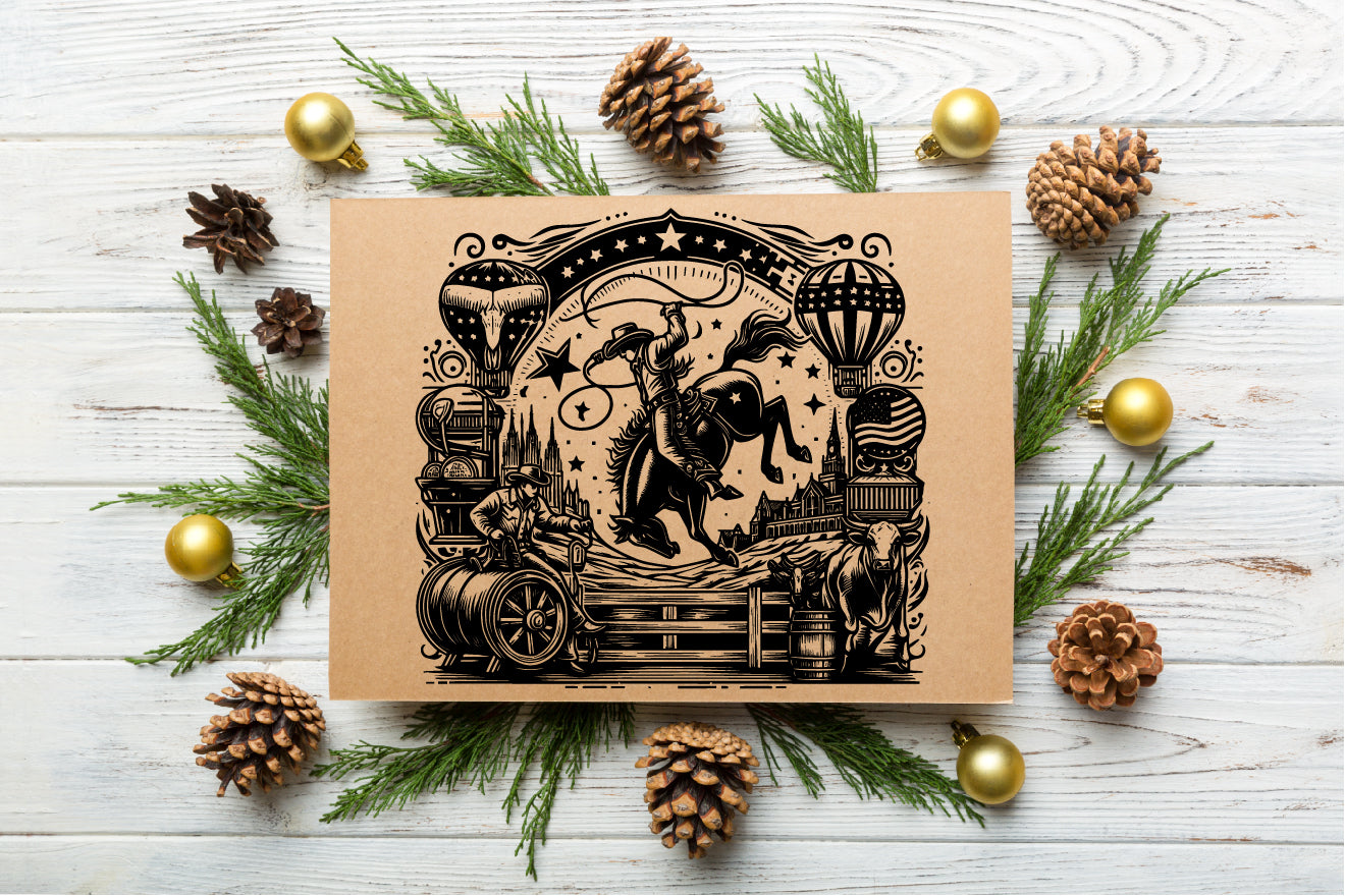 Bull Riding Vector SVG File | Rodeo Cowboy Design for CNC, Vinyl, and Printing