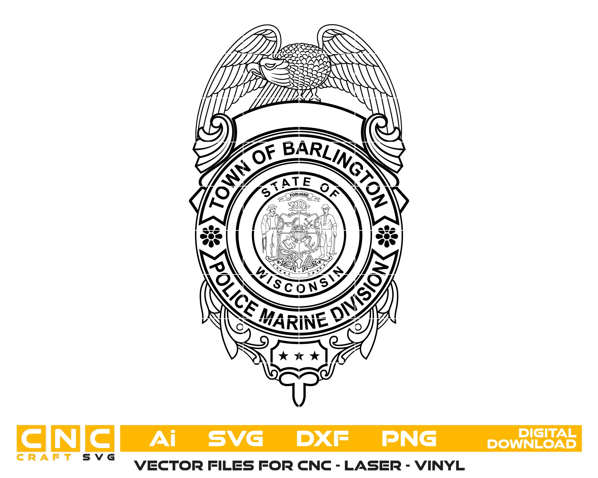 Burlington Police Marine Division Badge SVG, Burlington Wisconsin Police Badge Vector, Burlington Police Marine SVG Emblem, Wisconsin Law Enforcement Badge Logo SVG, #support