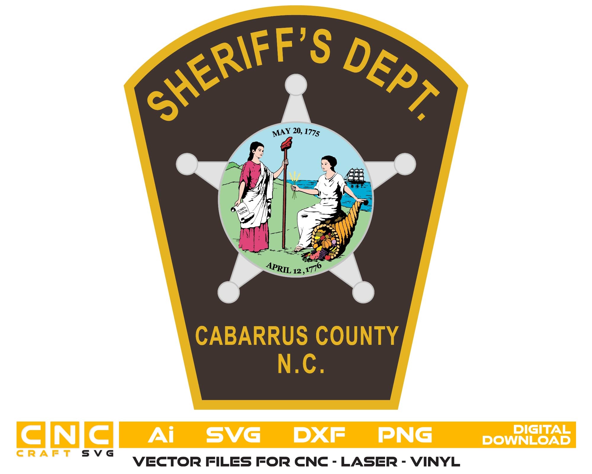Cabarrus County Sheriff Patch SVG, Cabarrus Sheriff Office Vector, North Carolina Sheriff Patch SVG, Sheriff Patch Color File, Law Enforcement Patch SVG, Cabarrus County Badge Vector