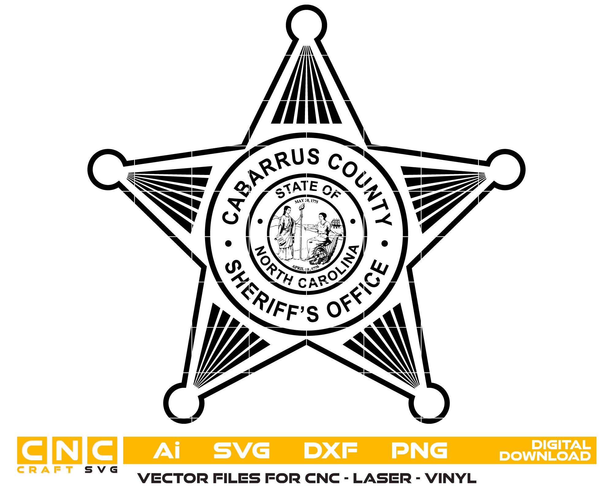 Cabarrus Sheriff’s Badge
Sheriff Badge
Sheriff’s Badge SVG
North Carolina Sheriff Badge