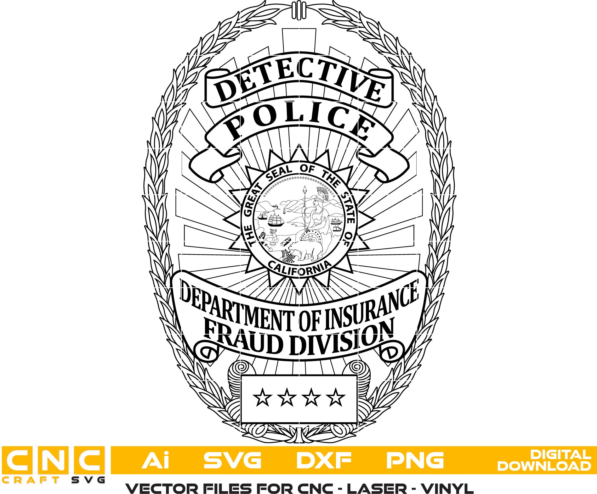 California Fraud Division Detective Police Badge SVG