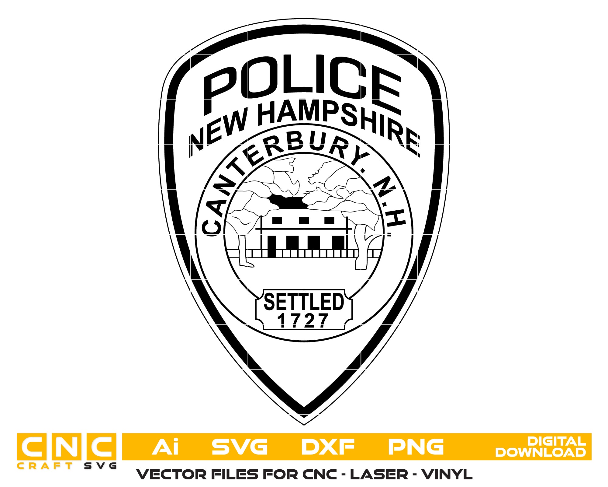 Canterbury Police Department Patch SVG, Canterbury New Hampshire Police Patch Vector, Canterbury NH Police Emblem SVG, New Hampshire Police Patch Vector, Canterbury Police Logo