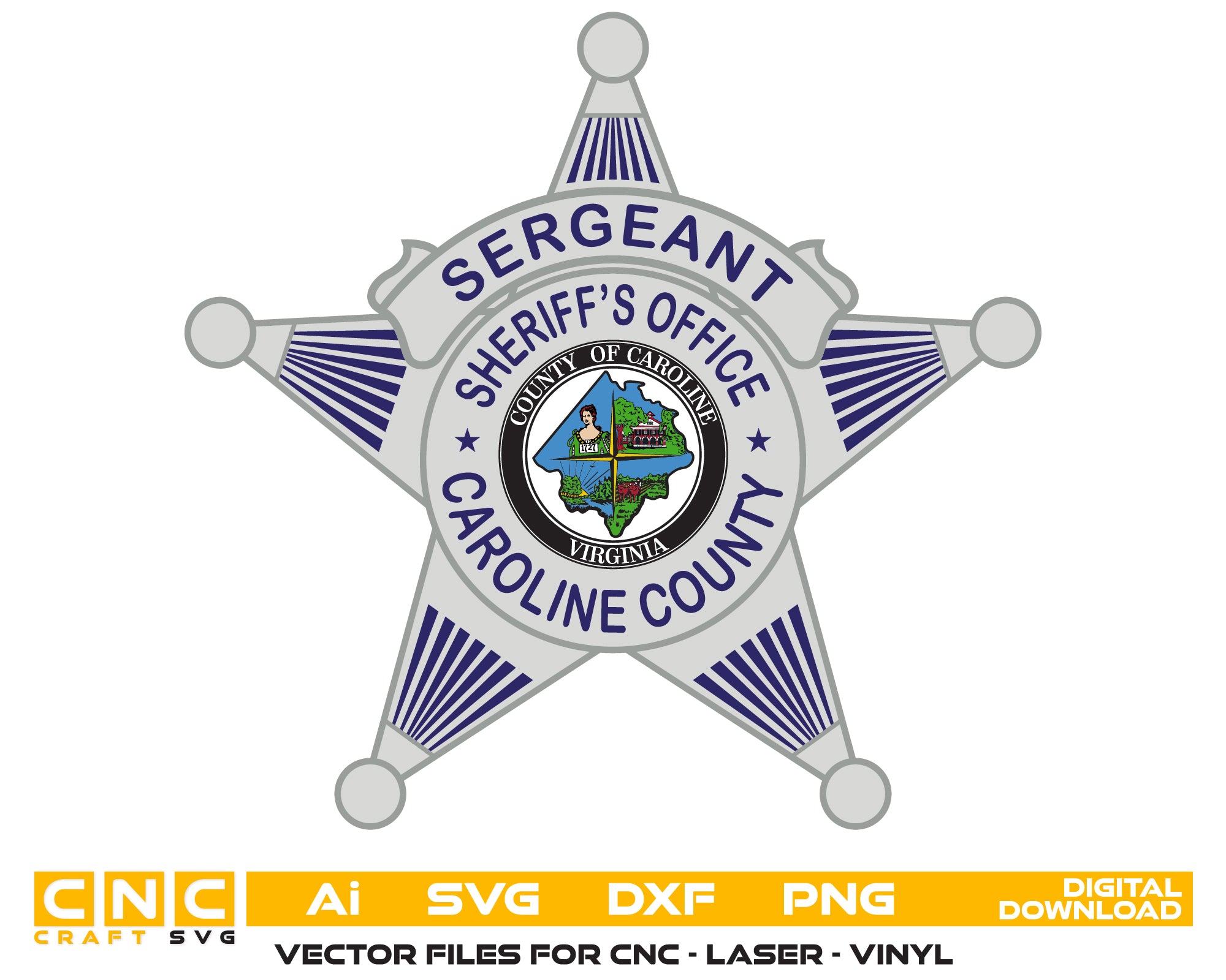 Caroline County Sheriff Sergeant Badge Color File