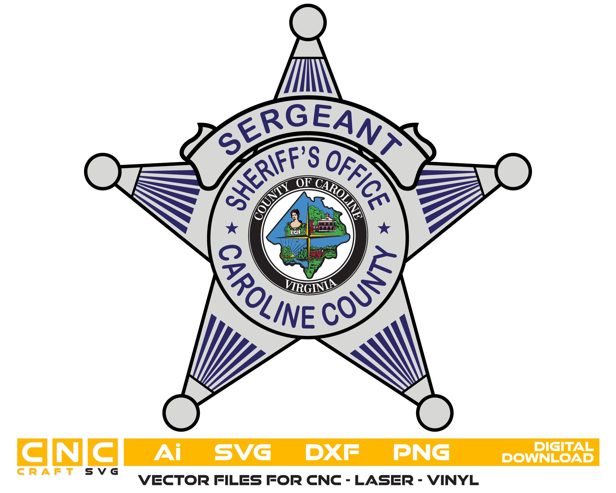Caroline County Sheriff Sergeant Badge Color Svg