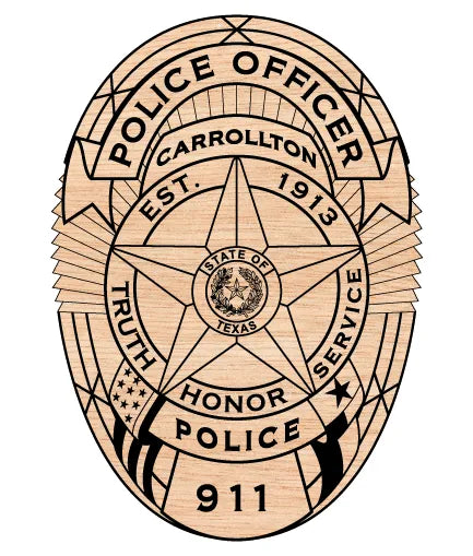 Carrollton Police Officer Badge Texas SVG - Laser Cut File or CNC