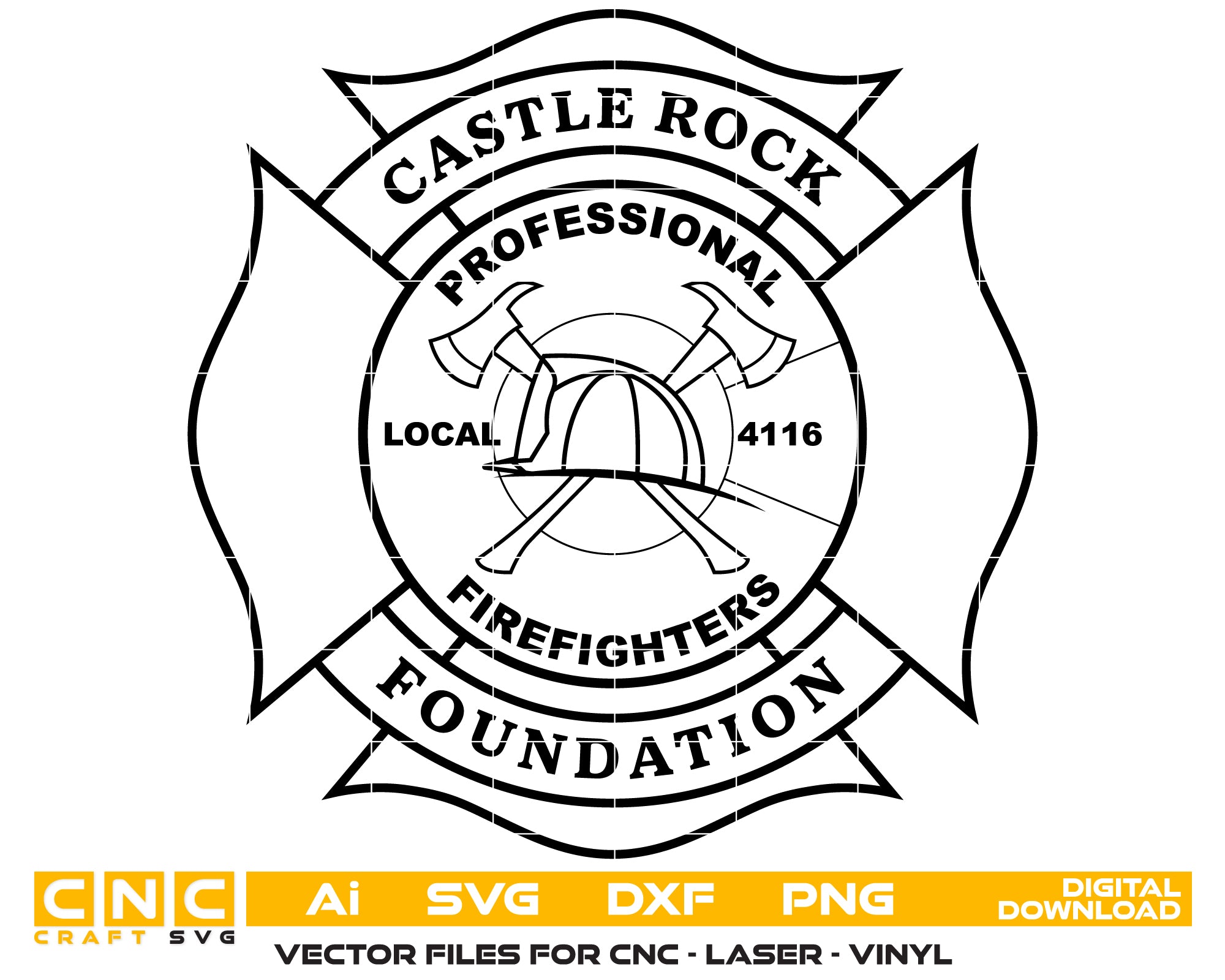 Castle Rock Firefighters Foundation Badge SVG - CNC Craft Design
