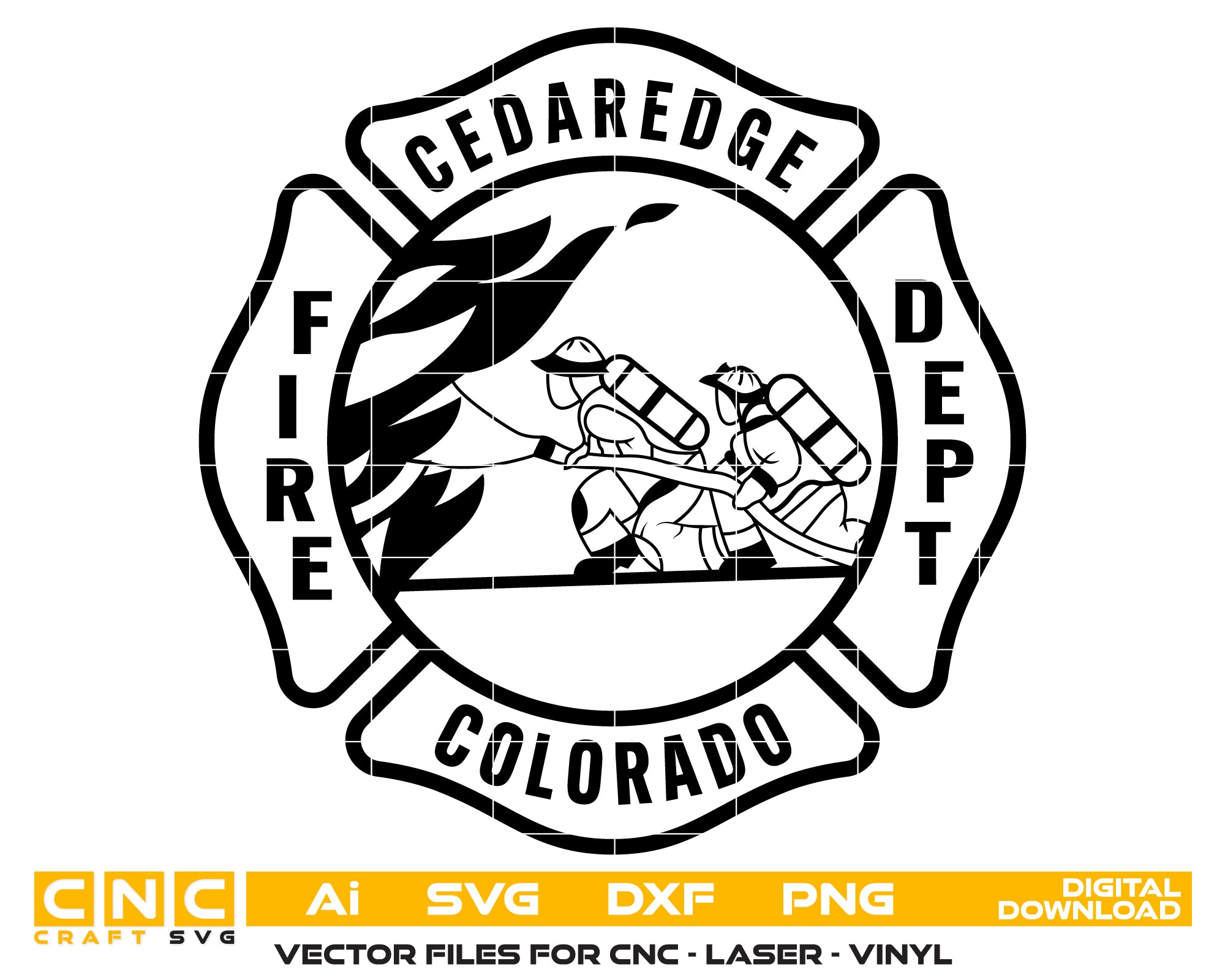 Cedaredge Volunteer Fire Department Badge SVG - CNC Craft Design