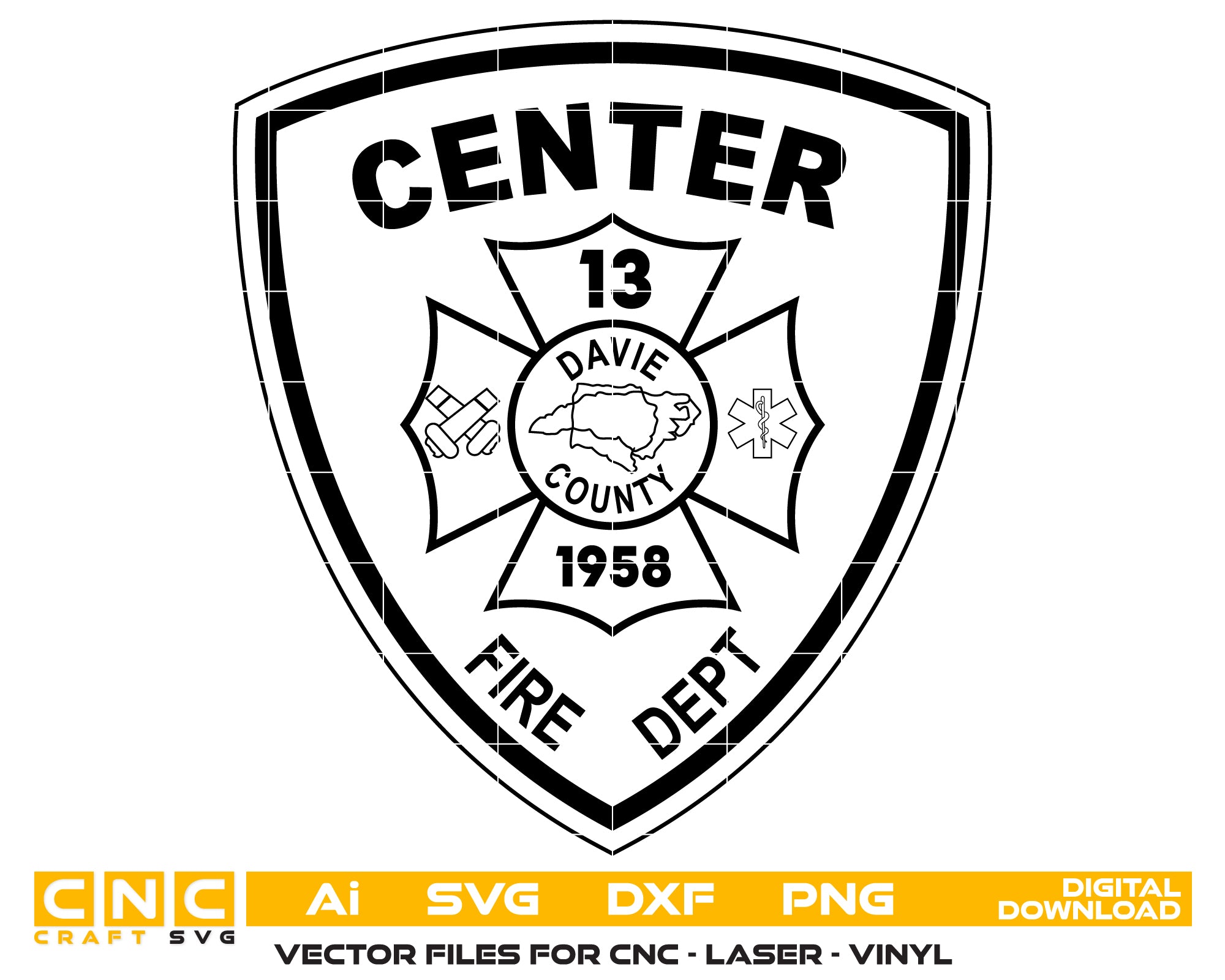 Center Volunteer Fire Department Badge, Davie County