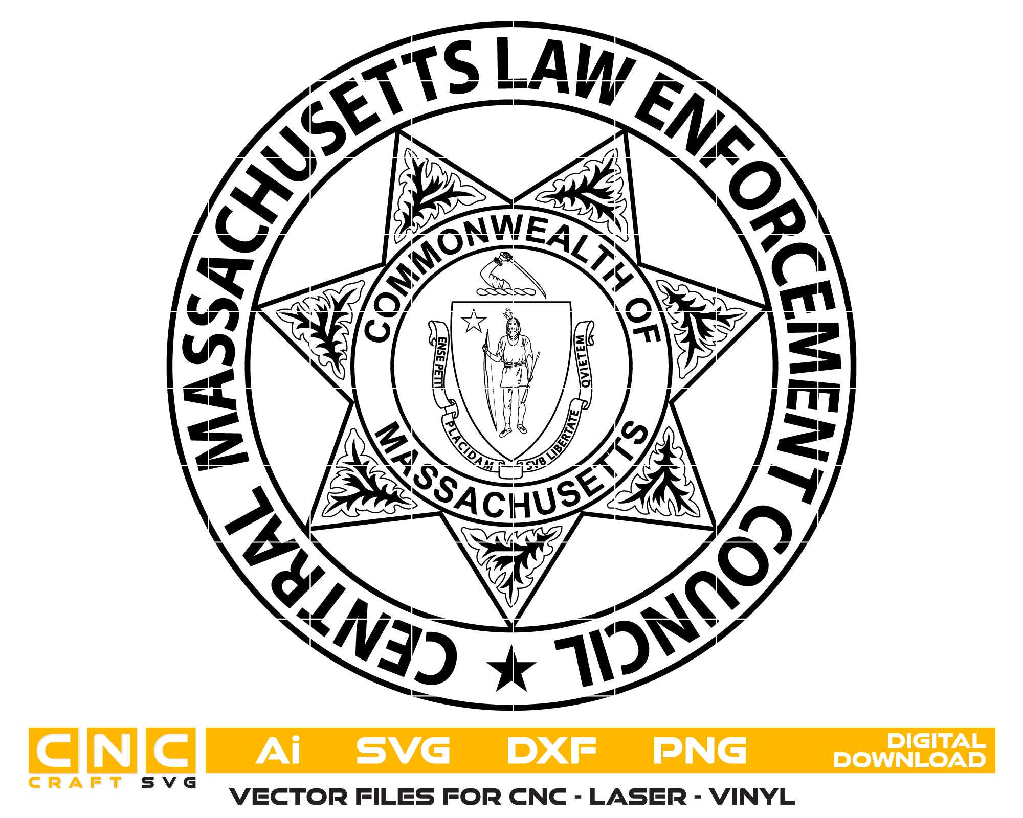 Central Massachusetts Law Enforcement Council Sheriff’s Office Badge SVG, Massachusetts Sheriff Badge Vector, Law Enforcement Council Badge, Sheriff’s Office Badge SVG, Police Badge Vector
