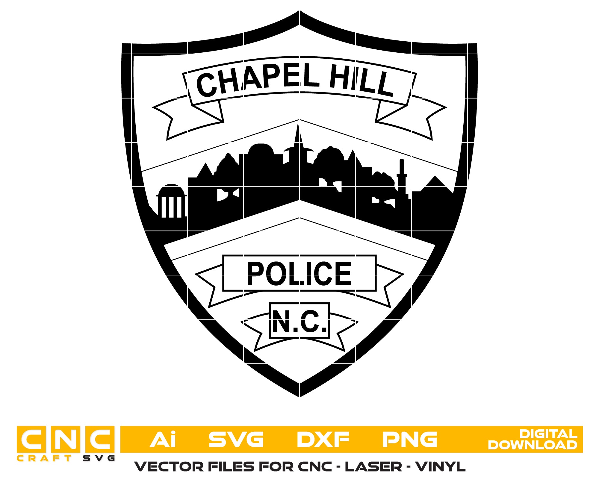 Chapel Hill Police Patch SVG, North Carolina Police Vector, Chapel Hill Police Logo, Law Enforcement Patch SVG, Police Badge Vector, NC Police Design