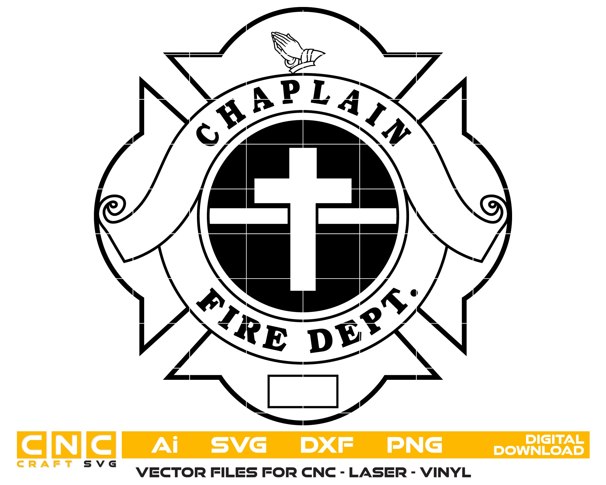 Chaplain Fire Department Badge SVG, Fire Chaplain Emblem Vector, Firefighter Chaplain Badge SVG, Fire Department Chaplain Logo Vector, Chaplain Firefighter Badge