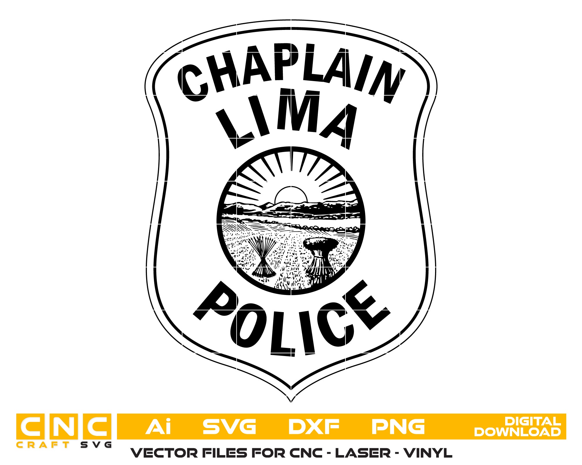 Chaplain Lima Police Patch SVG, Lima Ohio Police Patch Vector, Chaplain Police SVG Emblem, Ohio Law Enforcement Patch Logo SVG, #support