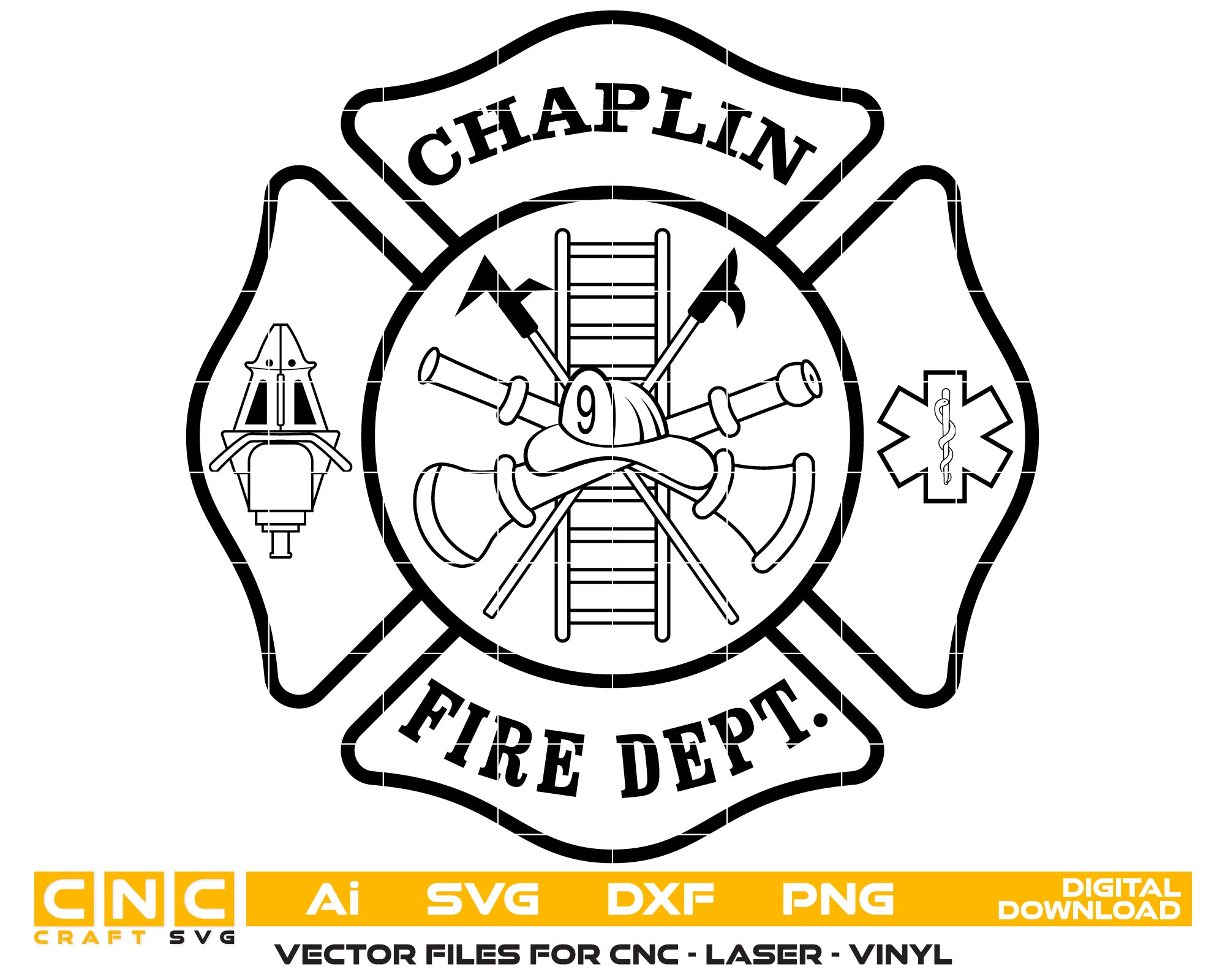 Chaplain Fire Department Badge SVG, Fire Chaplain Emblem Vector, Firefighter Chaplain Badge SVG, Chaplain Firefighter Emblem Vector, Fire Department Chaplain Badge
