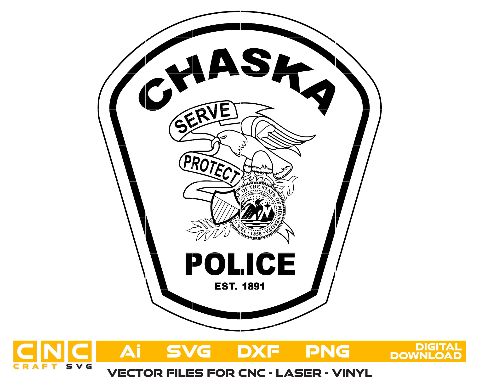 Chaska Police Patch SVG, Minnesota Police Patch Vector, Chaska Police Department Patch, Law Enforcement Patch SVG, Police Department Emblem Vector