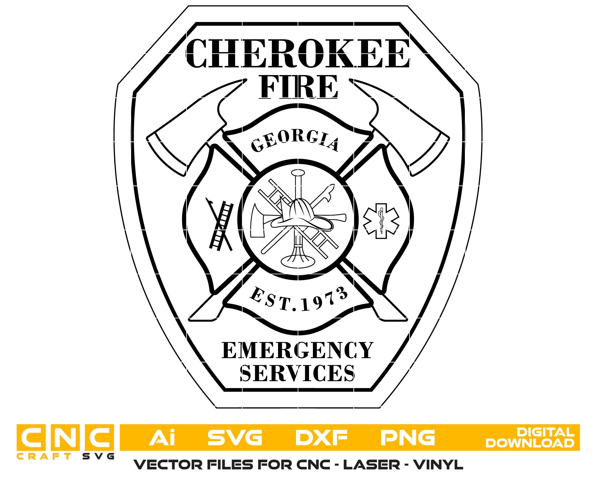 Cherokee County Fire Department Badge SVG, Fire Department Badge Vector, Cherokee County Fire Badge, Law Enforcement & Fire Badge SVG, Emergency Services Badge Vector