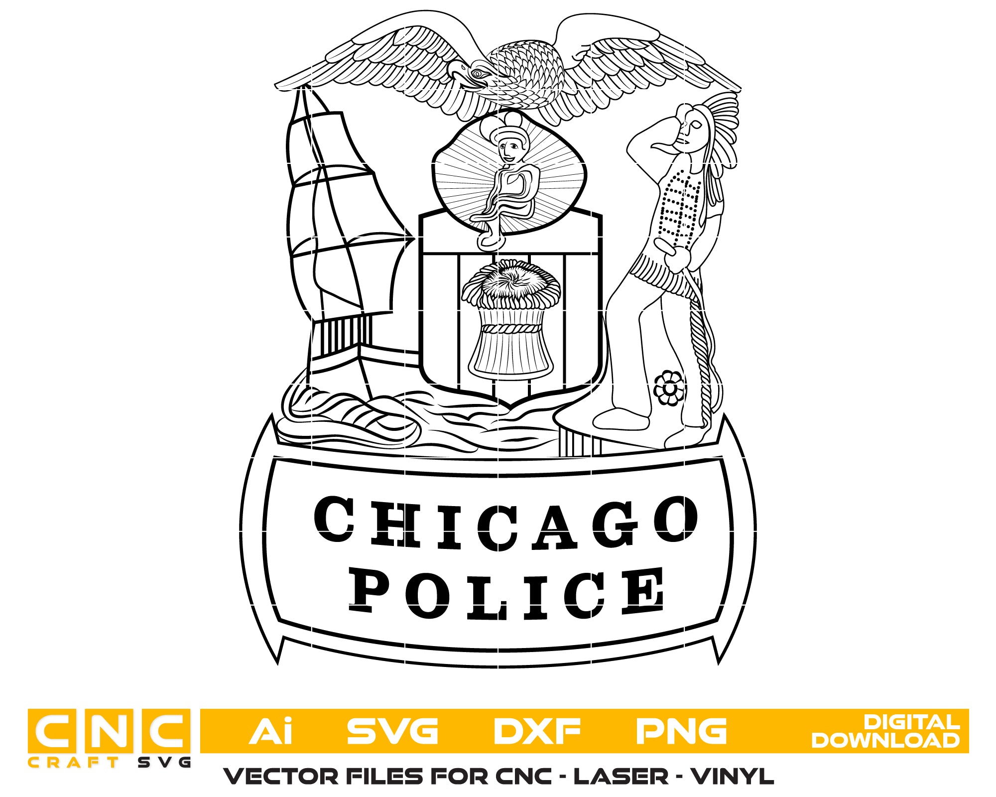 Chicago Police Hat Shield Svg
