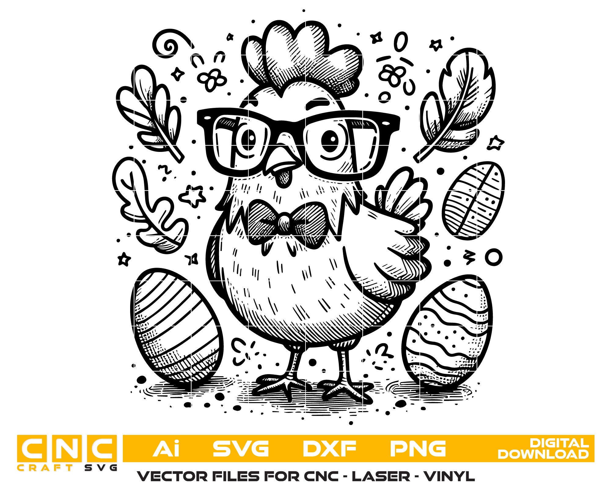 Chicken Line Art Vector – Farm Animal Digital Download