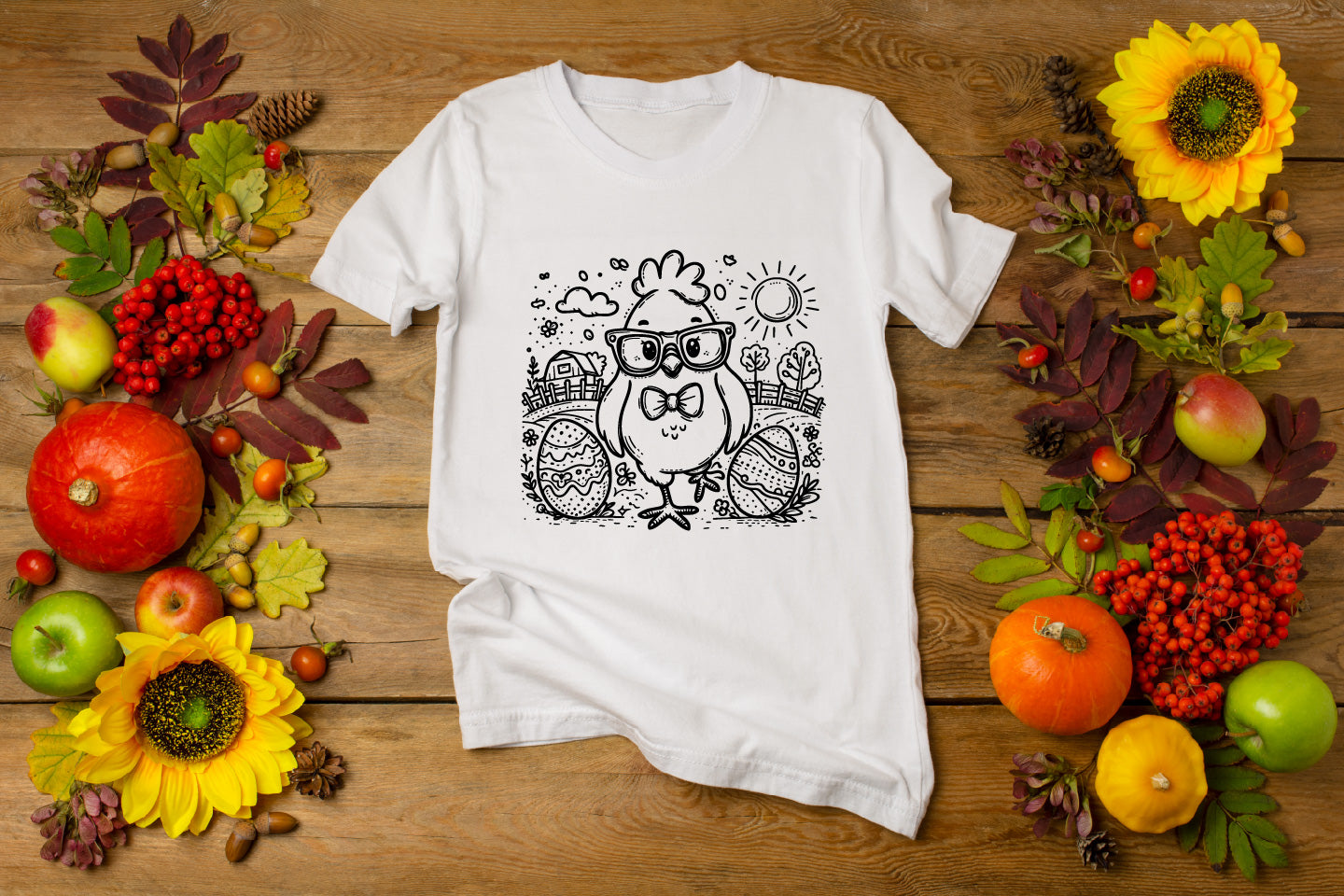 Chicken with Basket of Eggs Coloring Page – Digital Download