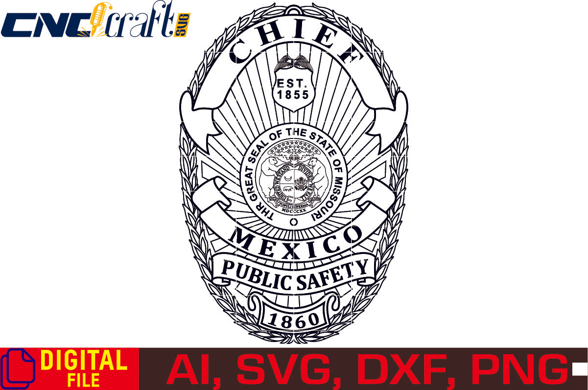 Chief Badge Maxico Public Safety Badge Vector art Digital file