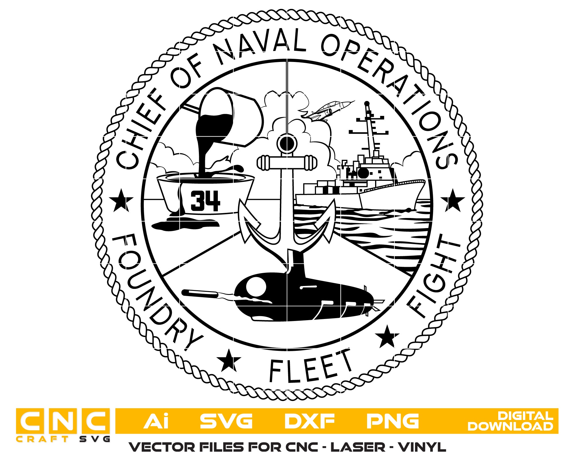 Chief of Naval Operations Foundry Fleet Fight Logo SVG, U.S. Navy Fleet Emblem Vector, Naval Operations Logo SVG, Foundry Fleet Fight Logo, Navy Insignia Vector