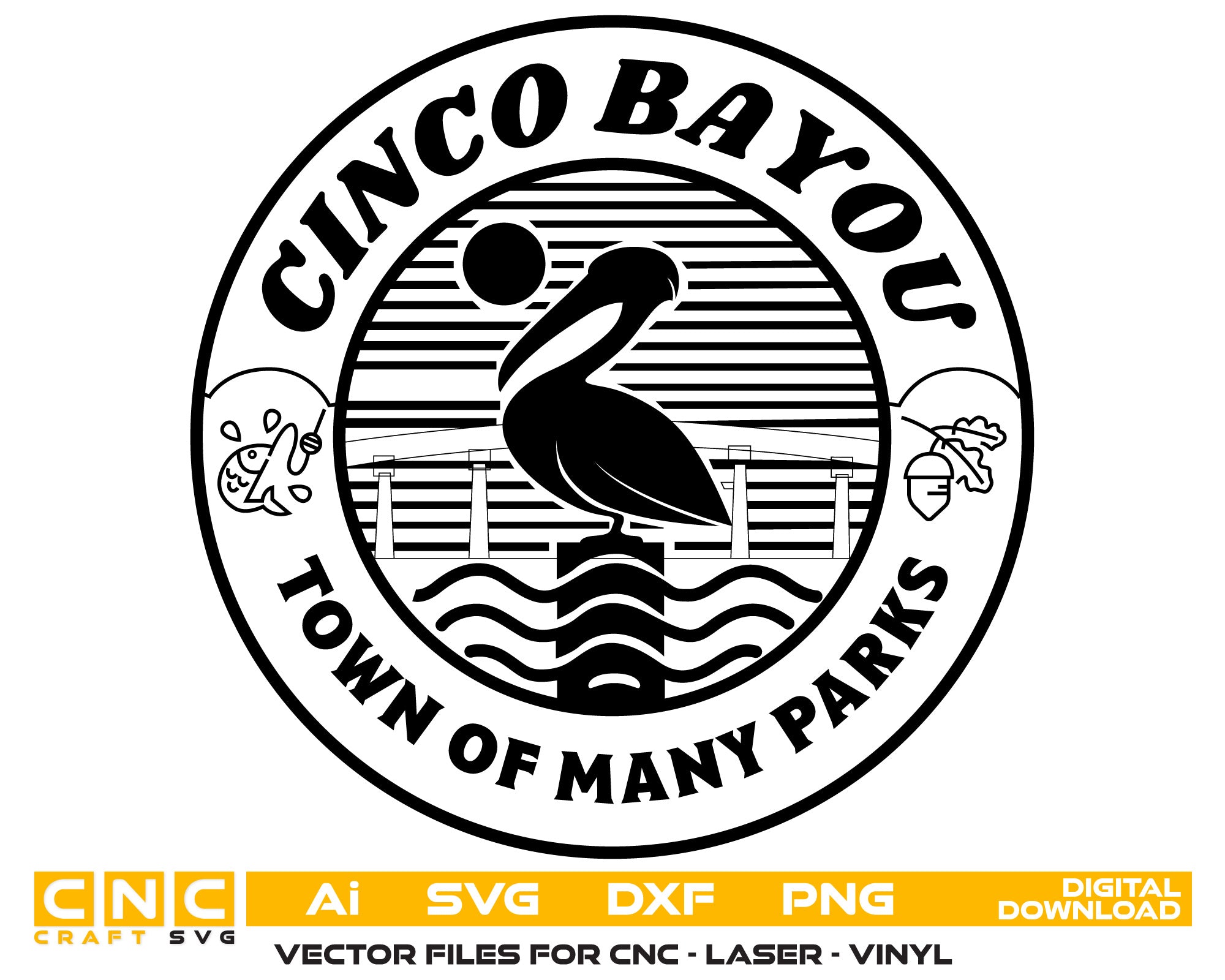 Cinco Bayou Town Of Many Parks Logo