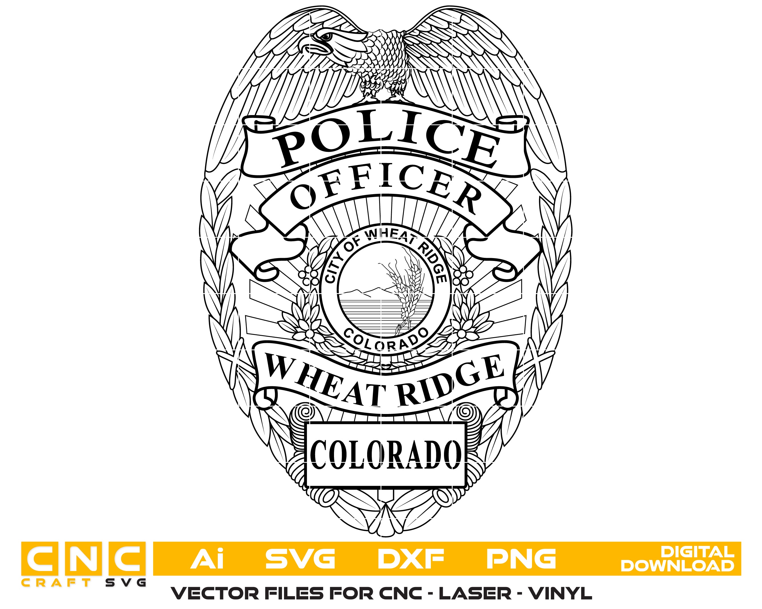 City of Wheat Ridge Police Officer Badge, Colorado – Digital Download