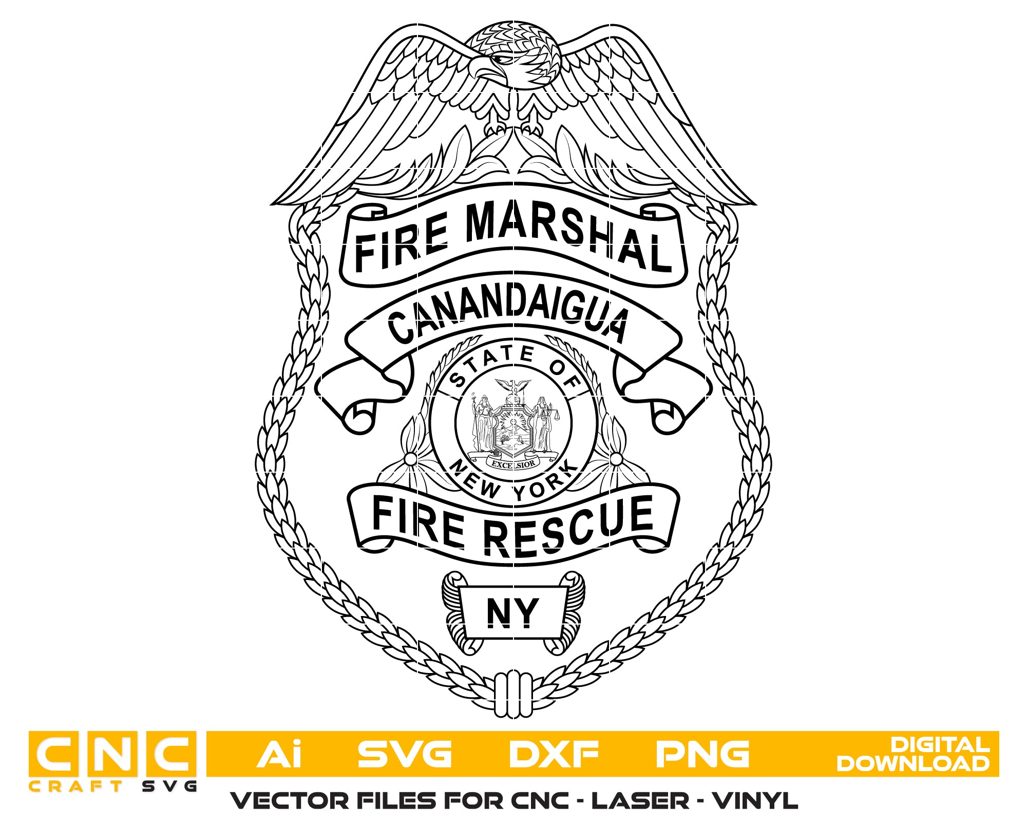 City Of Canandaigua Fire Marshal Badge SVG, Canandaigua New York Fire Marshal Vector, Canandaigua Fire Dept SVG Emblem, New York Fire Service Badge Logo SVG, #support