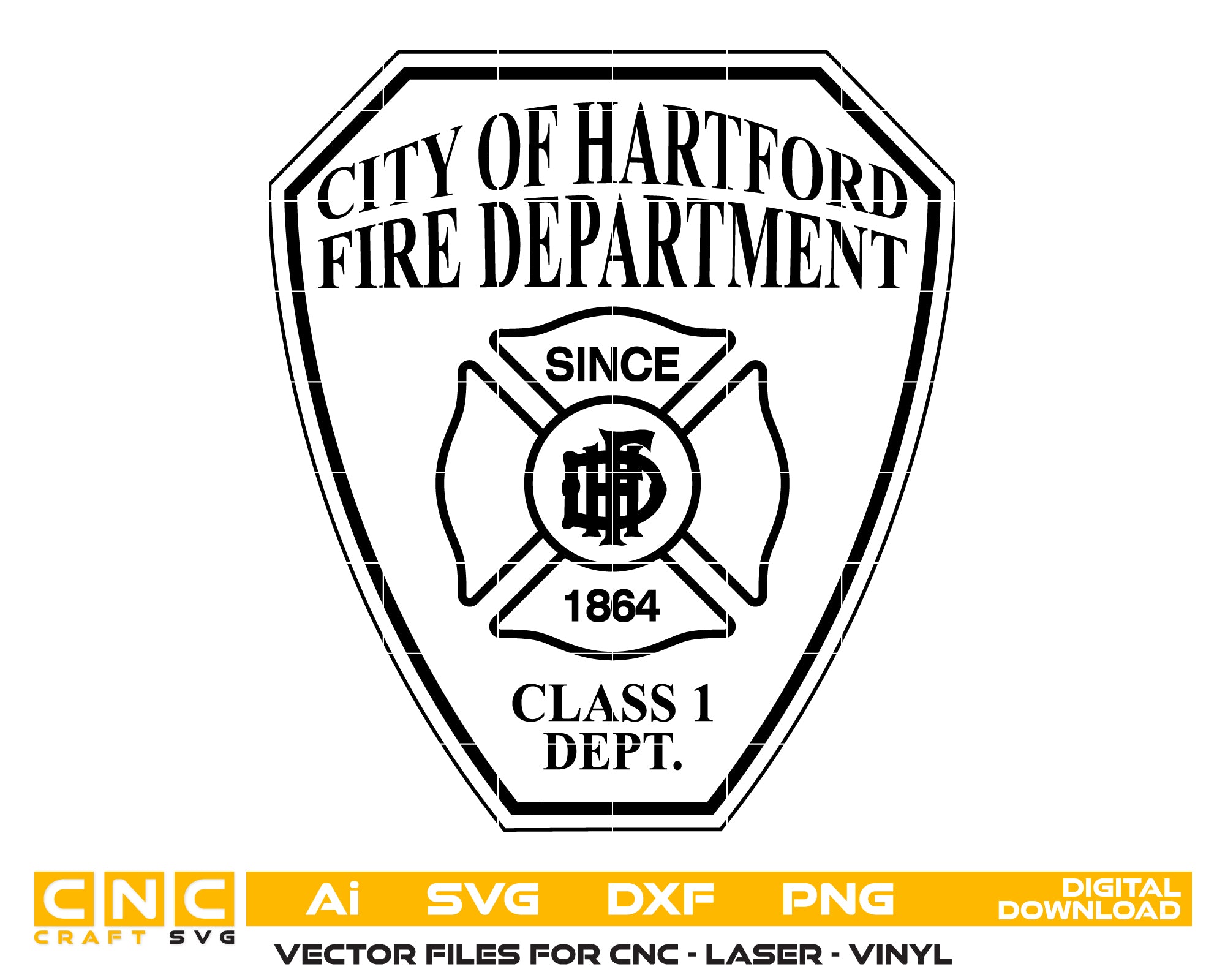 City Of Hartford Fire Department Badge SVG, Hartford Firefighter Badge Vector, Hartford Connecticut Fire Emblem SVG, Firefighter Badge Hartford CT, Hartford Fire Dept Logo Vector