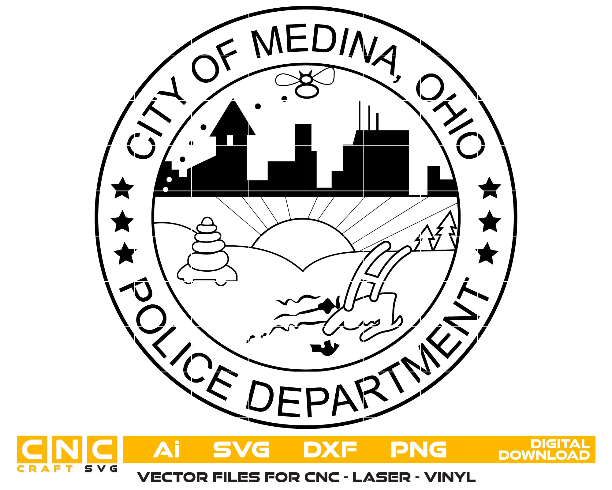 City Of Medina Police Department Logo SVG, Medina Ohio Police Logo Vector, Medina Police SVG Emblem, Ohio Law Enforcement Department Logo SVG, #support