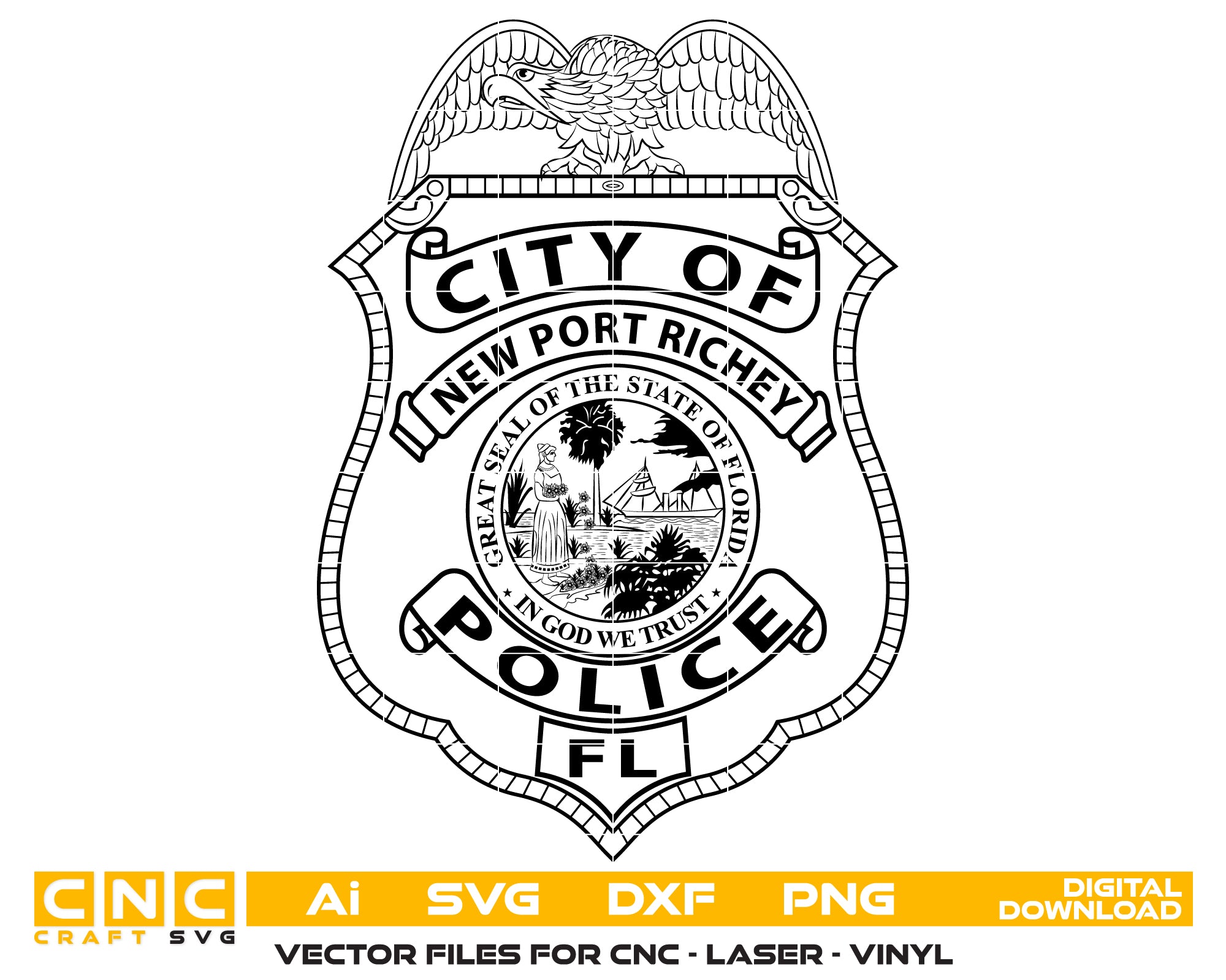 City Of New Port Richey Police Department Badge SVG, New Port Richey Florida Police Badge Vector, New Port Richey Police SVG Emblem, Florida Law Enforcement Badge Logo SVG, #support