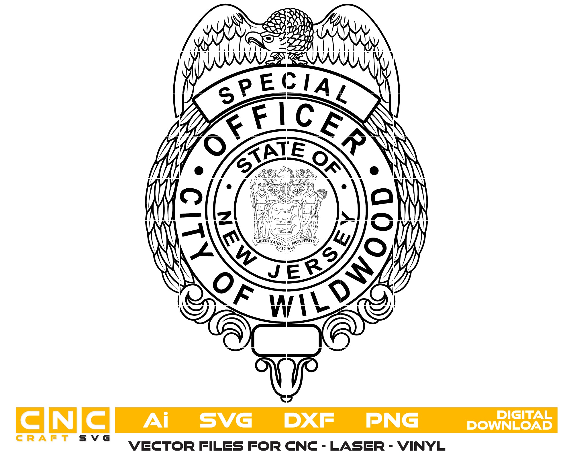 city of wildwood special officer badge svg, wildwood police special officer badge vector, wildwood nj police svg emblem, wildwood law enforcement badge svg, wildwood special officer svg file