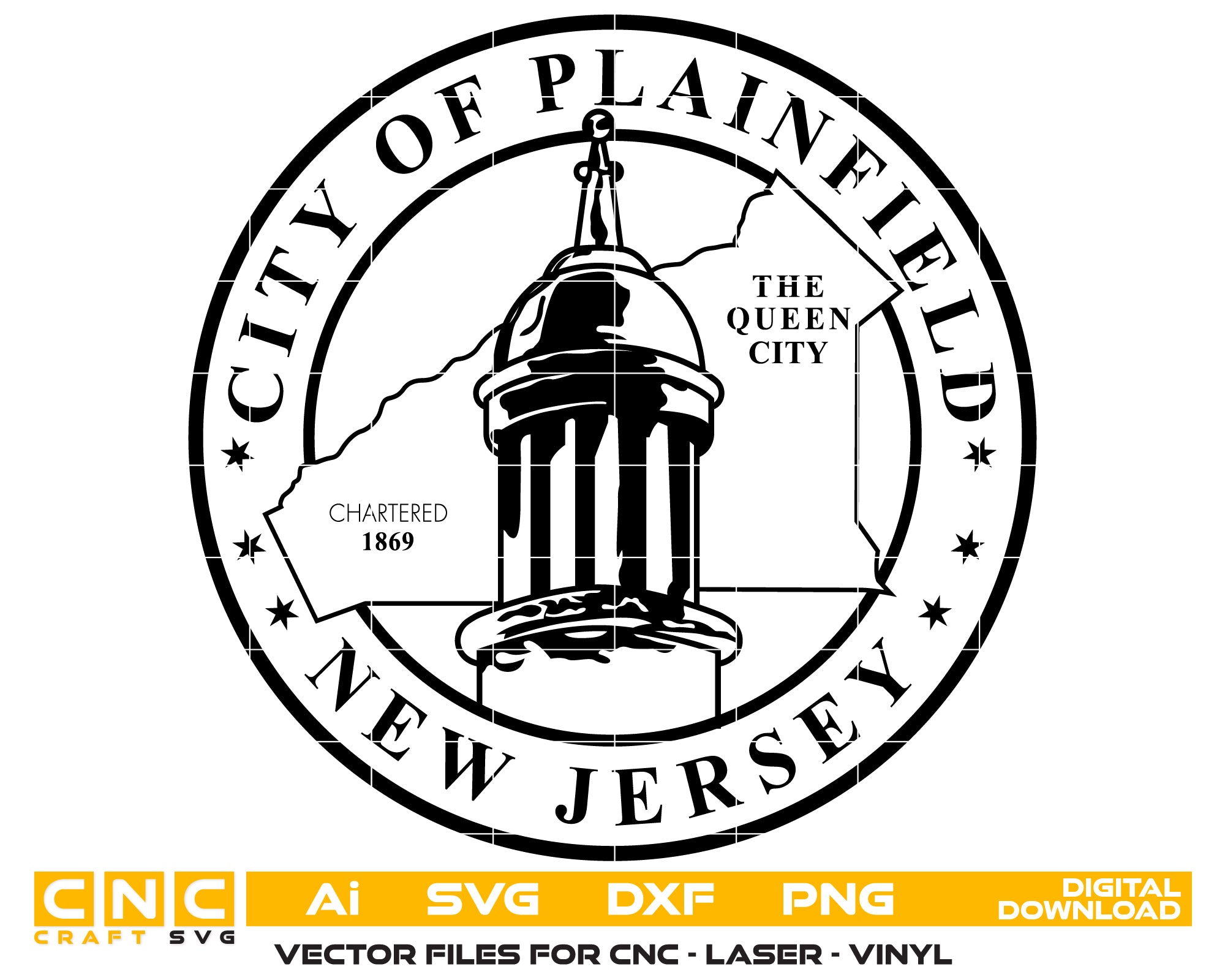 City Seal of Plainfield SVG, Plainfield Municipal Seal Vector, Plainfield City Emblem, Official-Style Plainfield Seal SVG, City Government Seal Vector File