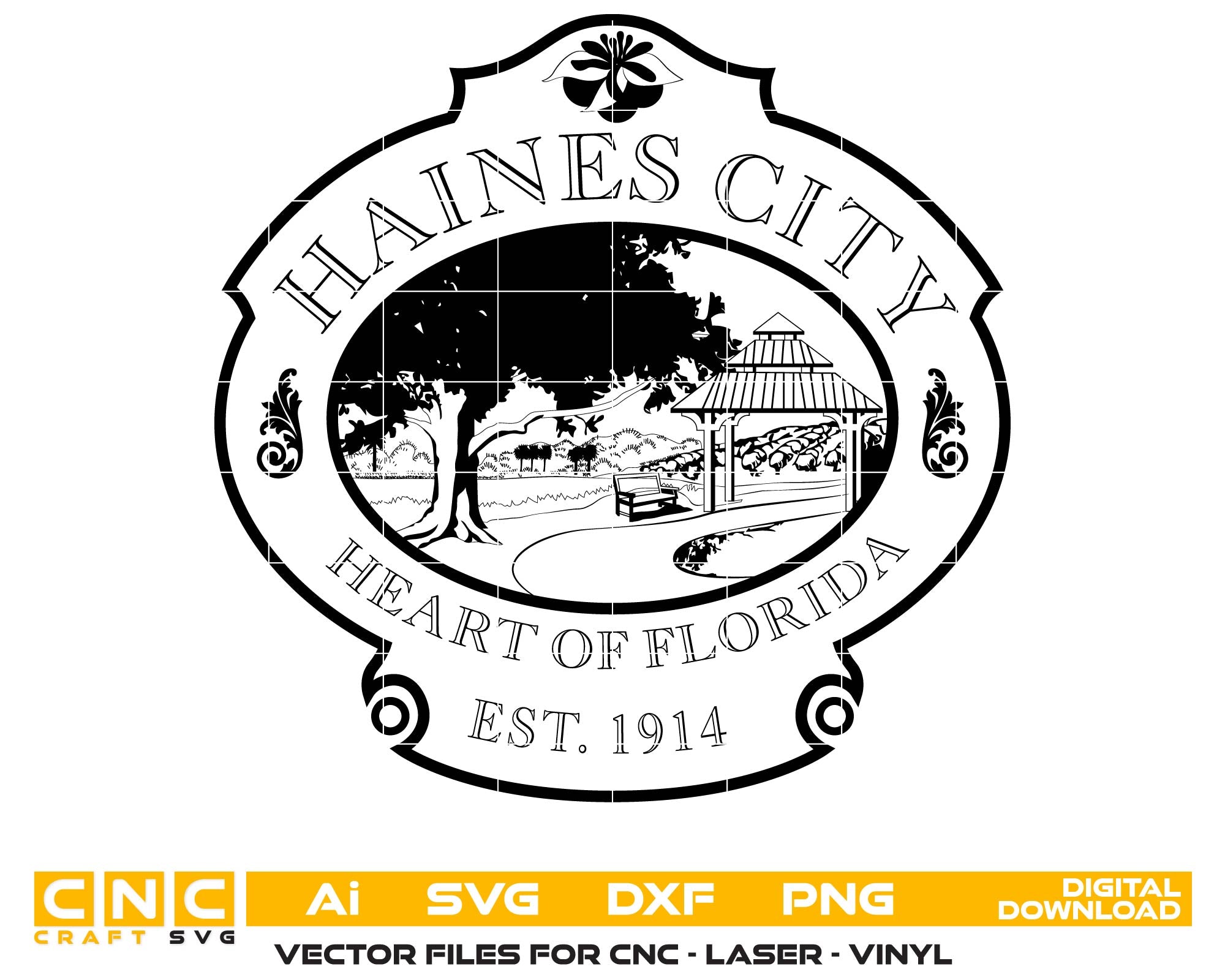 City of Haines Seal SVG, Haines Florida Seal Vector, Florida City Emblem SVG, Municipal Seal Design, City Logo Vector, Haines FL Official Seal SVG