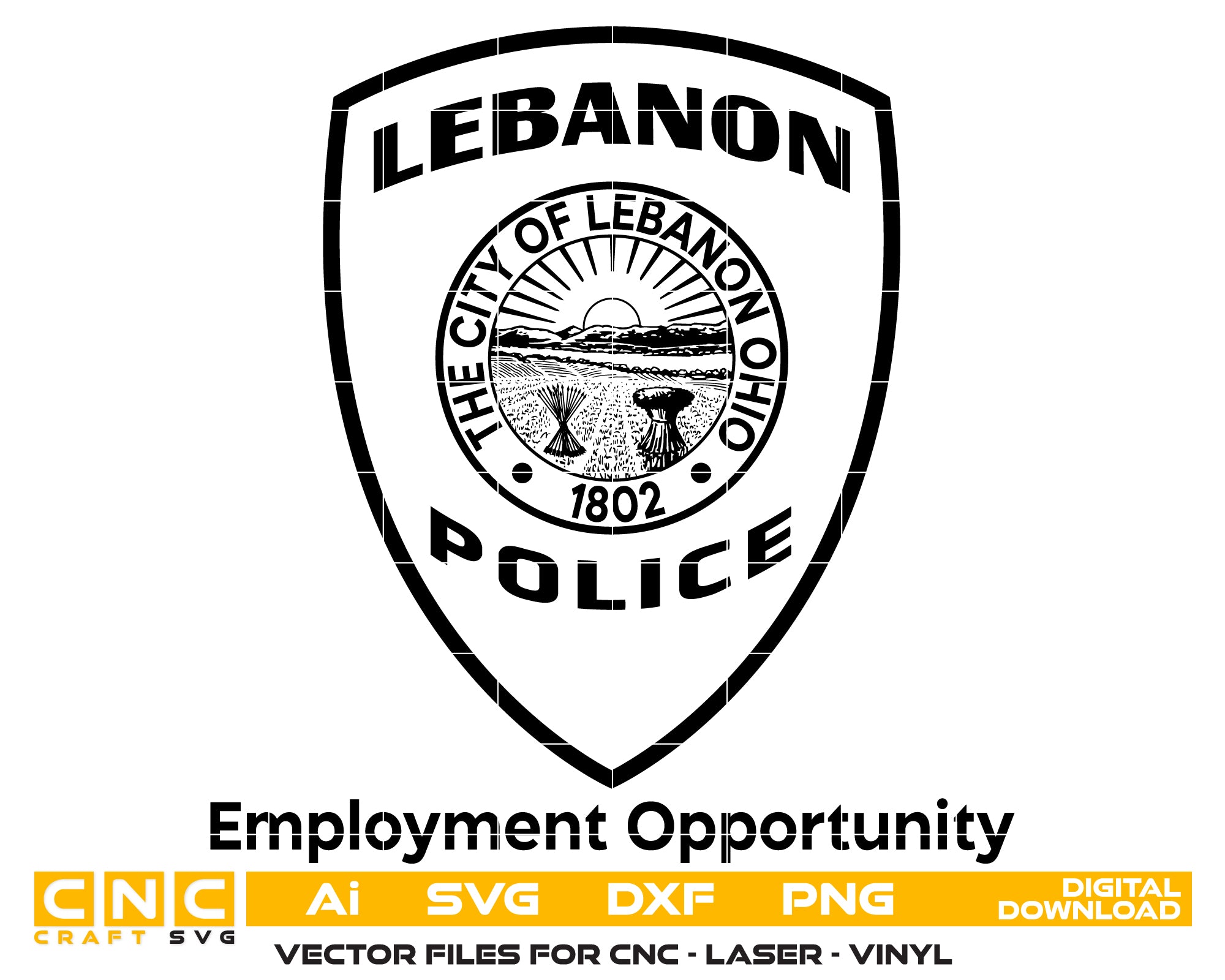 City of Lebanon Police Patch SVG, Ohio Police Patch Vector, Lebanon Police Emblem, Police Patch SVG, Law Enforcement Patch Vector File