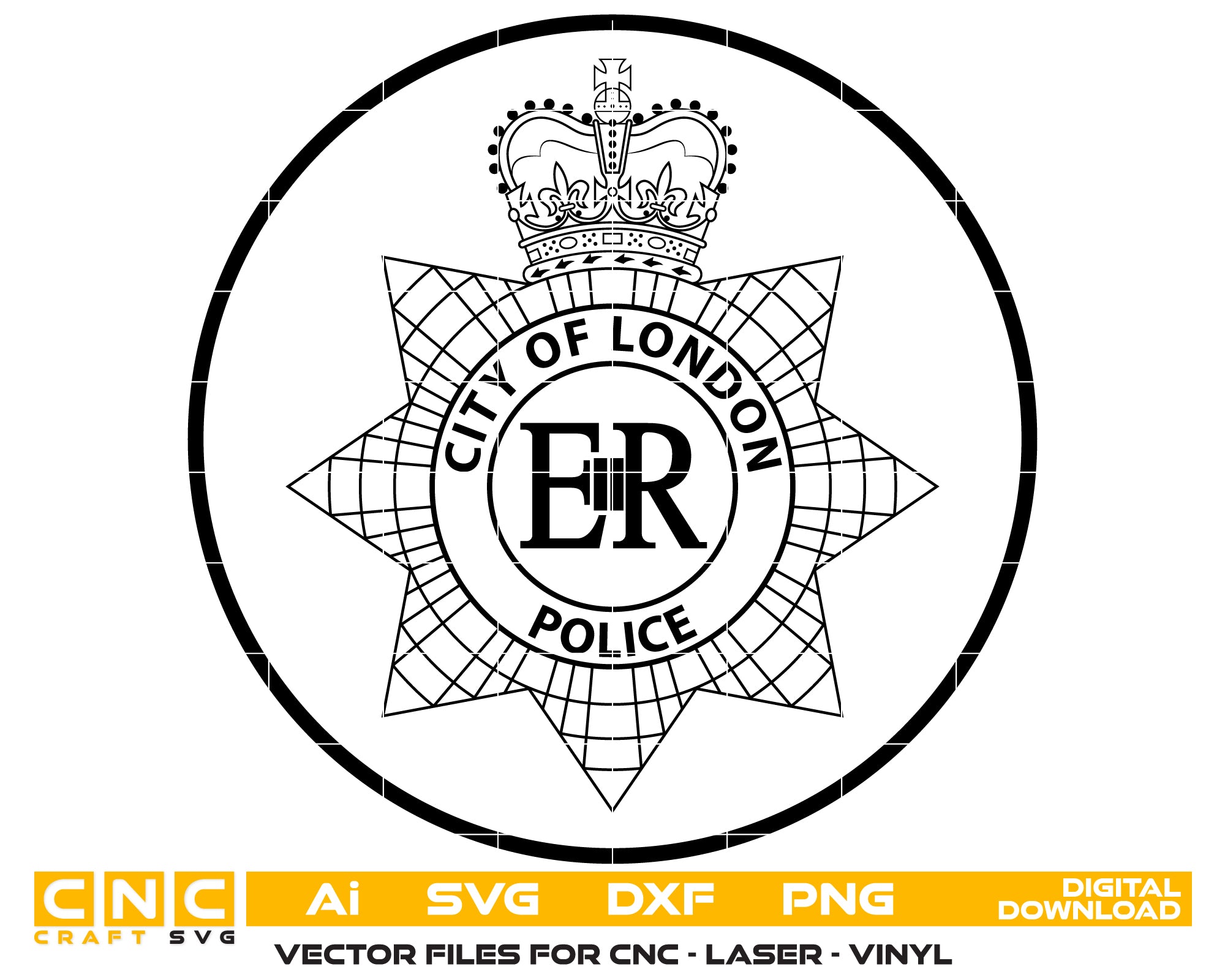 City of London Police Department Badge SVG, London Police Badge Vector, London Police Emblem, Police Badge SVG, Law Enforcement Badge Vector File