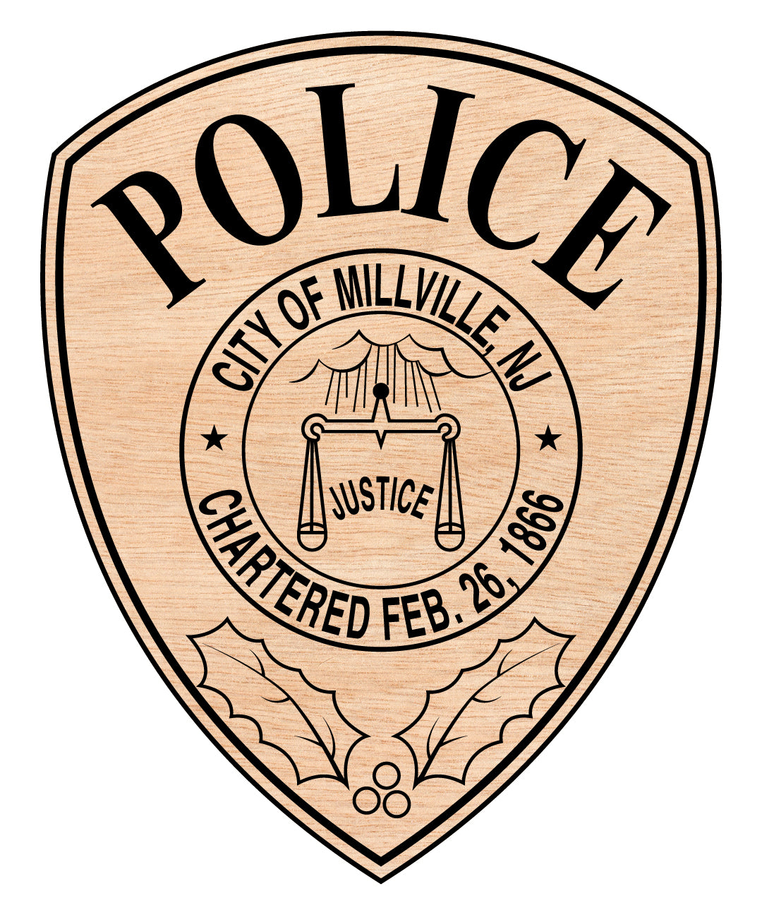 City of Millville Chartered Police Badge SVG, Millville NJ Police Badge Vector, Millville Chartered Badge Emblem, New Jersey Police Badge SVG, Law Enforcement Badge Vector File