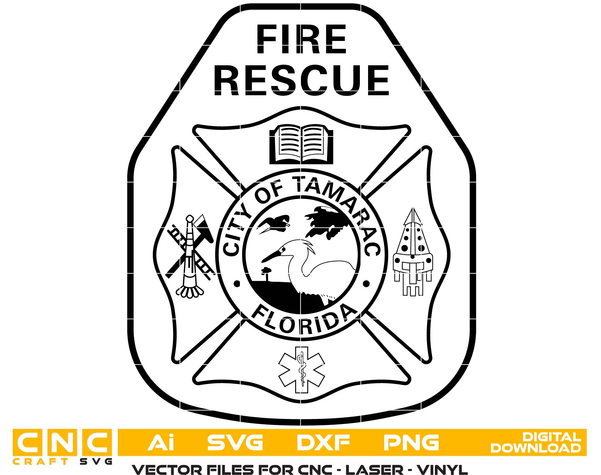 City of Tamarac Florida Fire Rescue Badge, Tamarac Florida Fire Rescue Badge, Fire Department Badge, Fire Department BadgeSvg
