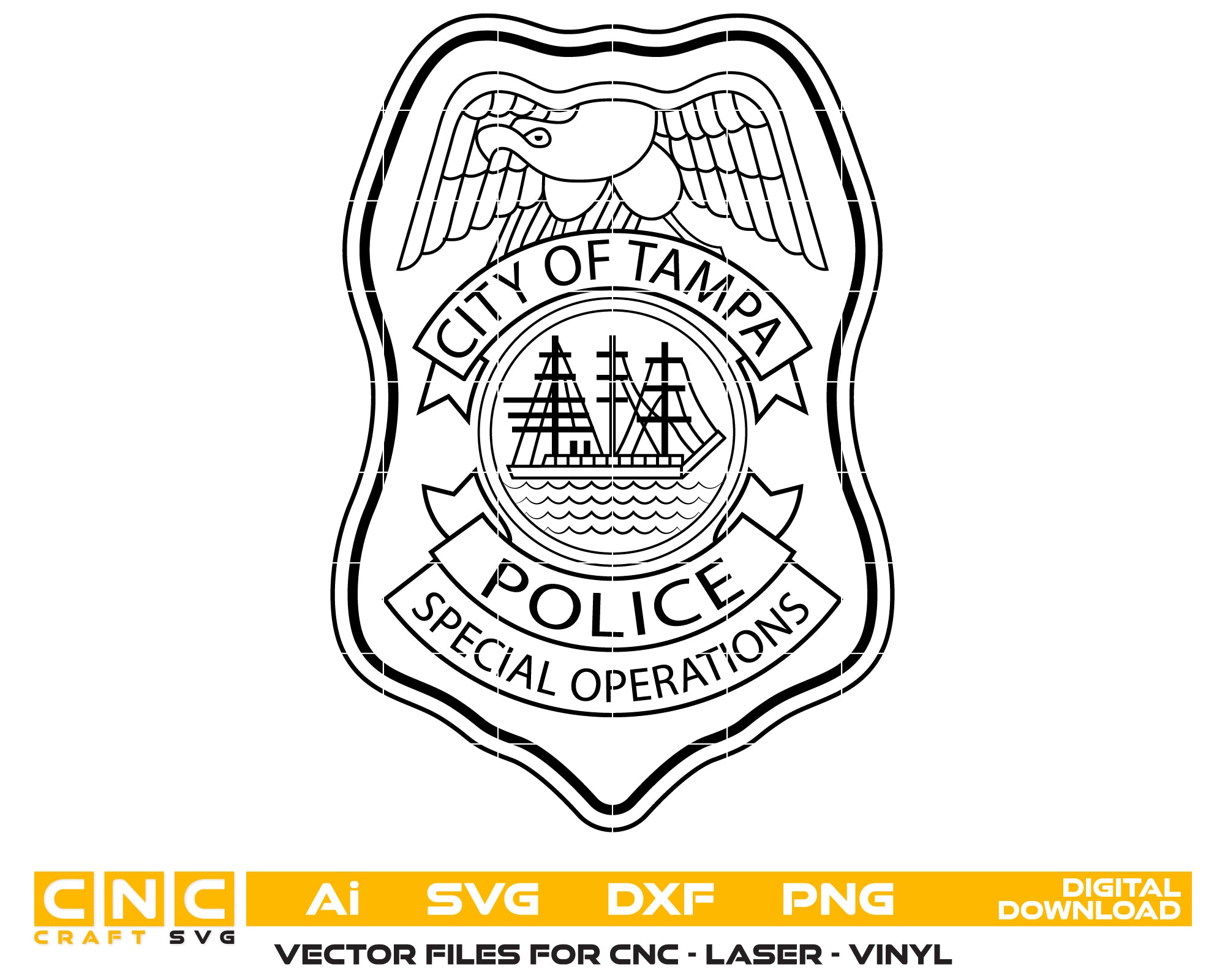 City of Tampa Police Patch SVG, Tampa FL Police Patch Vector, Florida Law Enforcement Patch SVG, Police Department Emblem Design, Tampa PD Patch