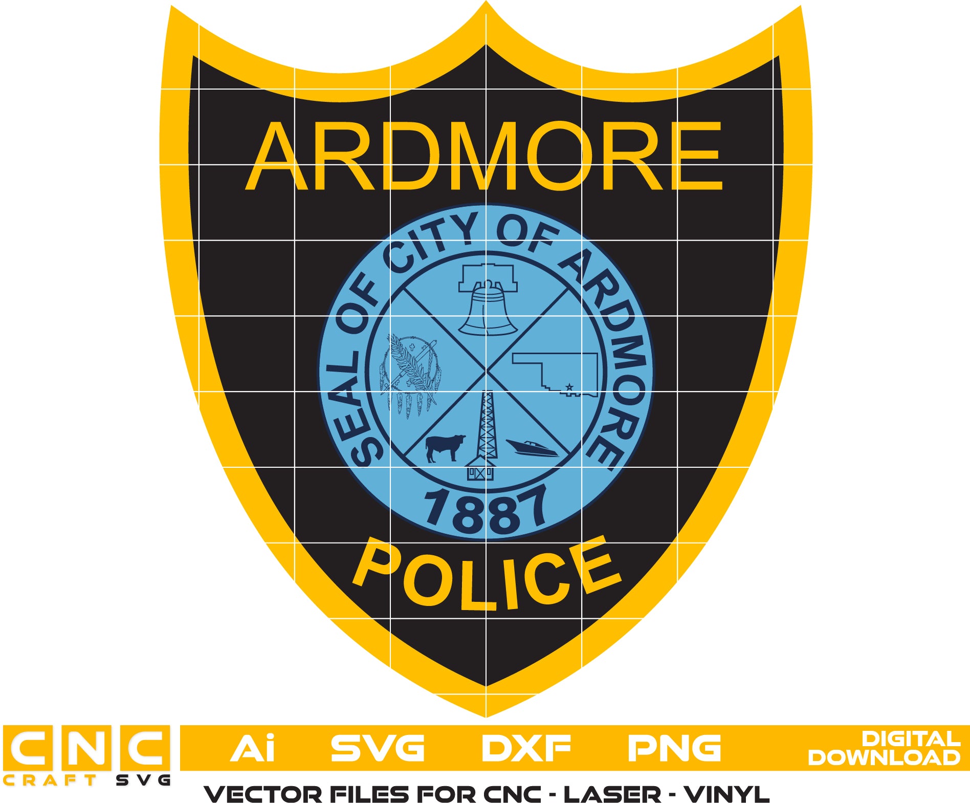 City of Ardmore Police Badge Colour file for printing/woodworking/engraving