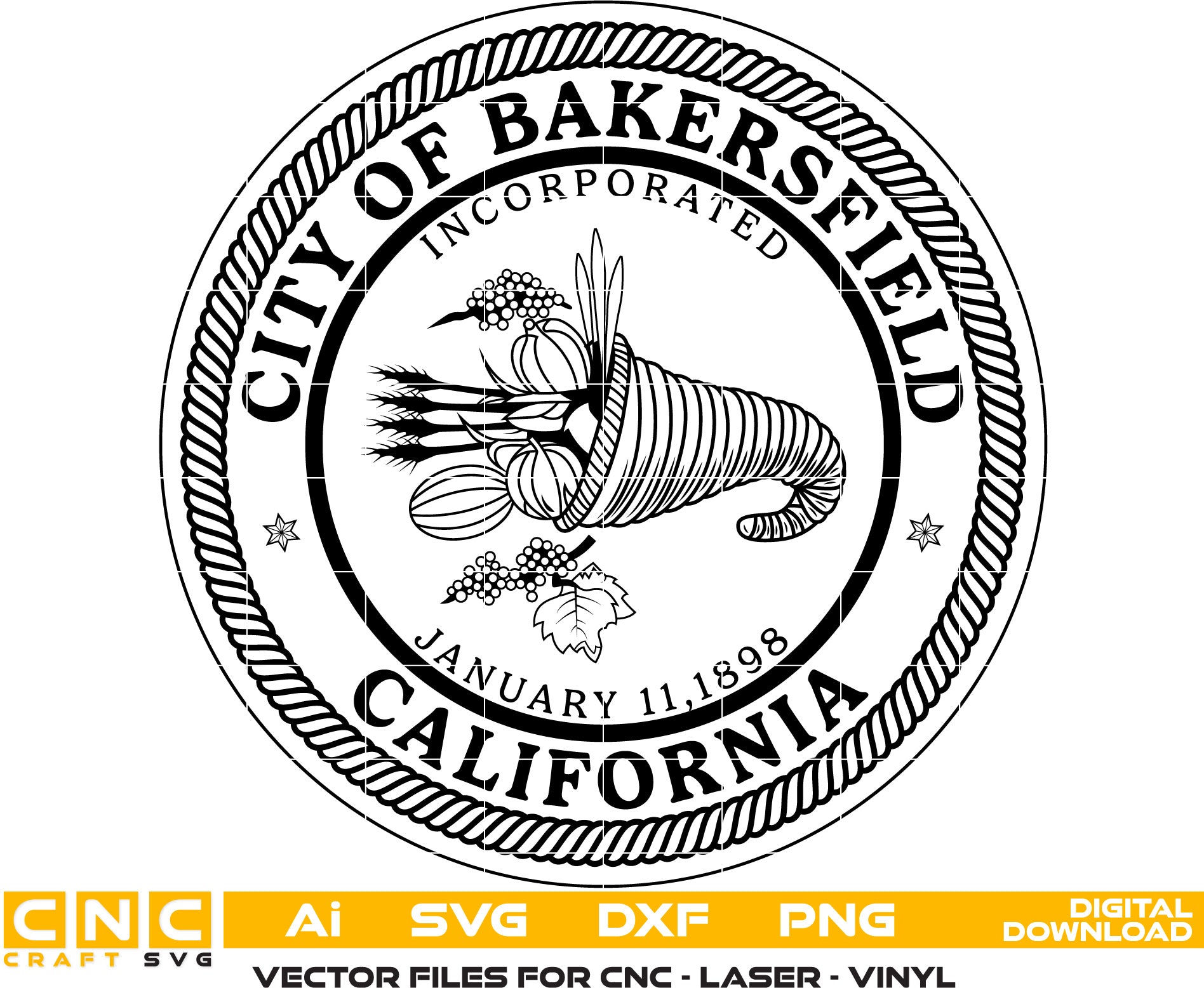 City of Bakersfield Seal, California Seal