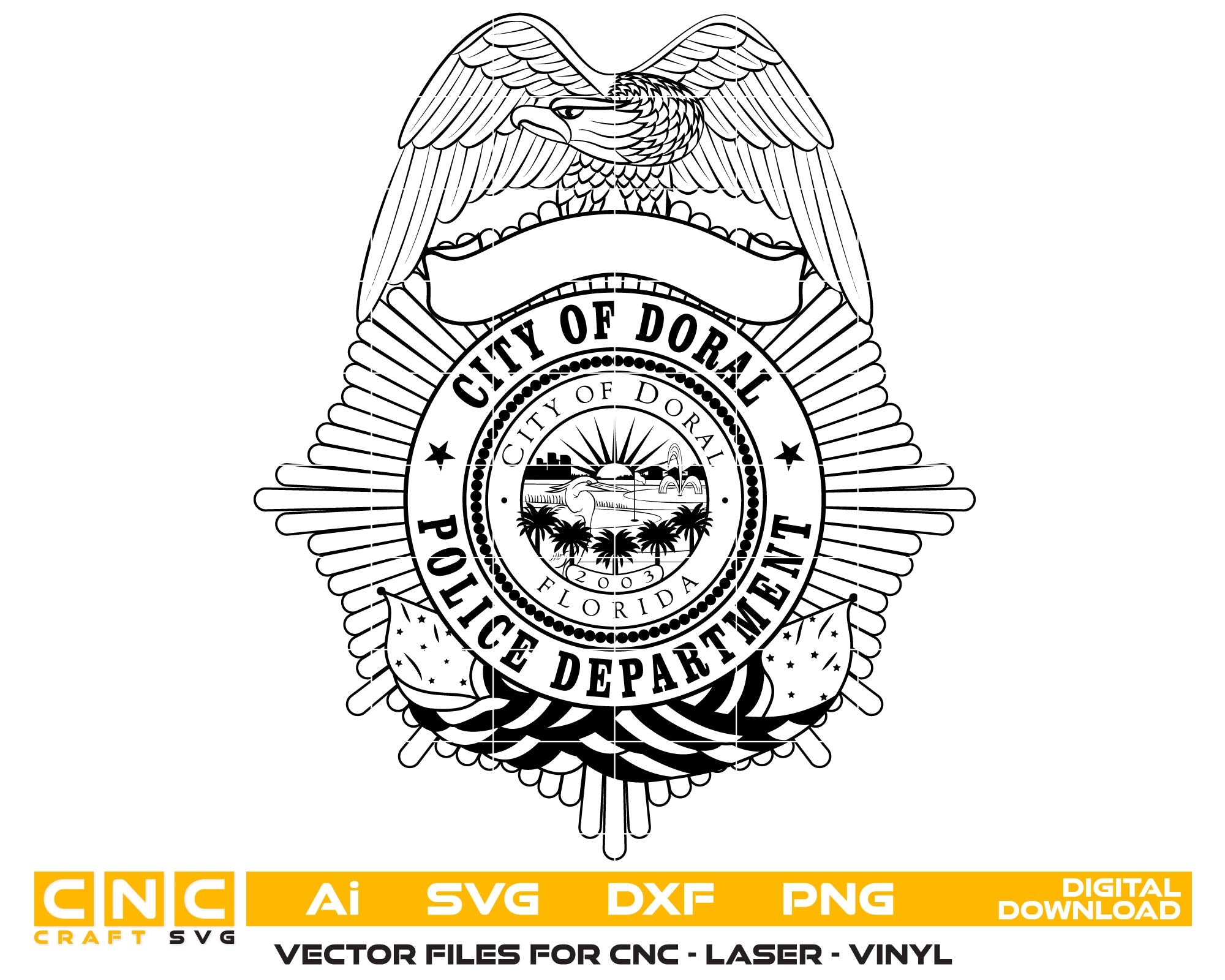 City of Doral Florida Police Badge, Police Badge, Police Department Badge, Police BadgeSvg