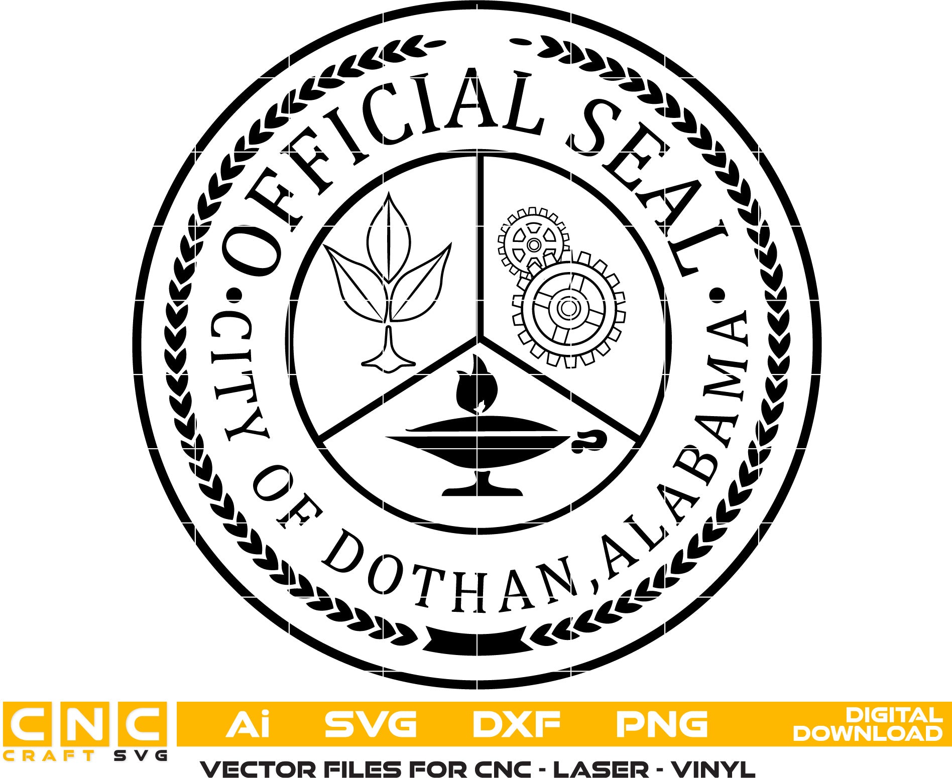 City of Dothan Seal, Alabama Seal vector art