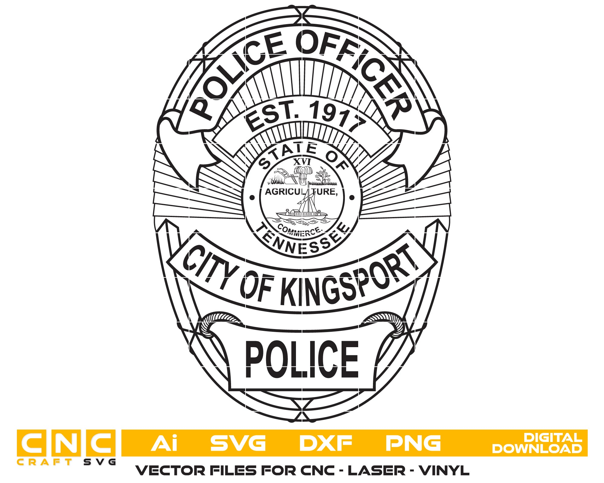 City of Kingsport Tennessee Police Officer Badge