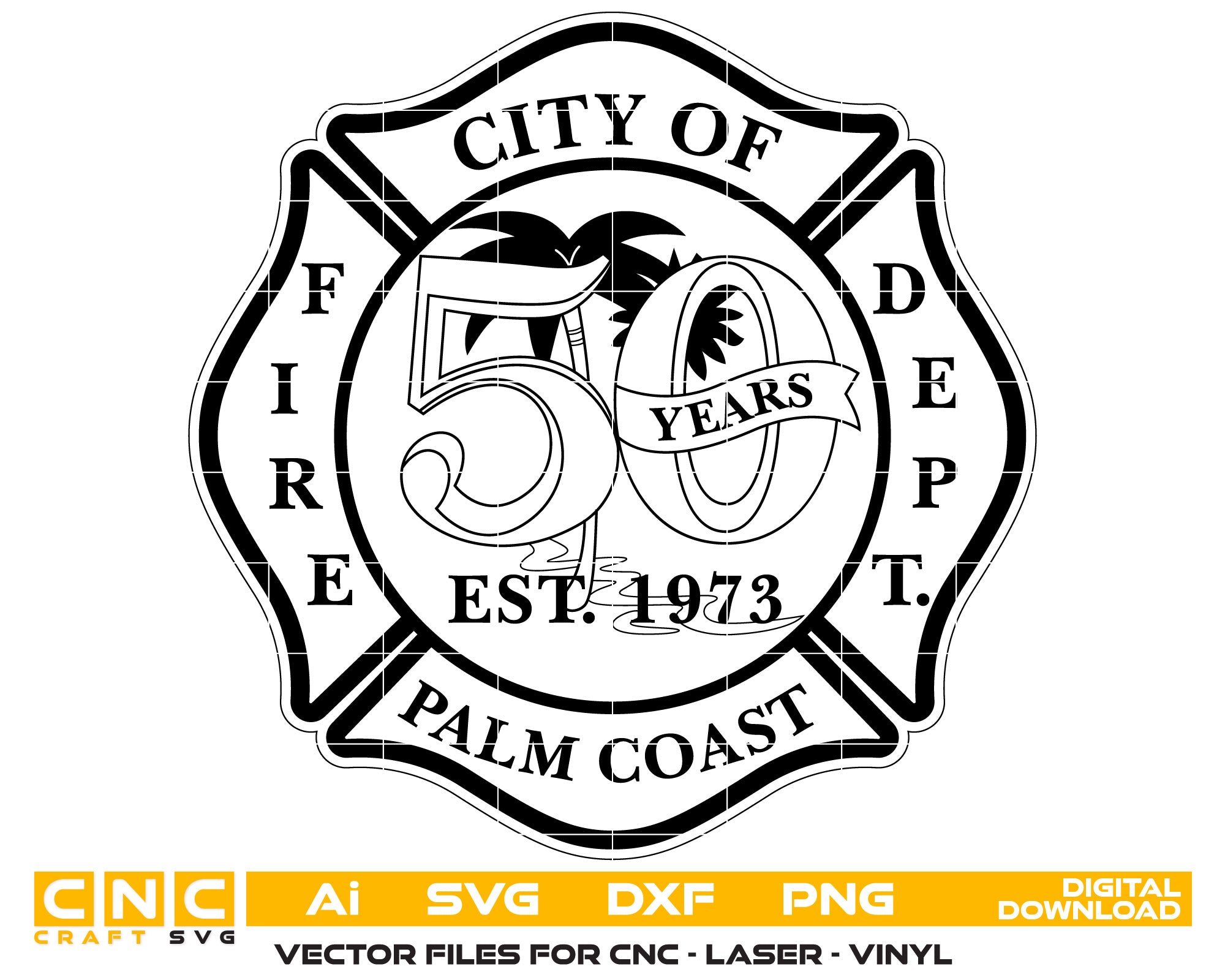 City of Palm Coast 50 Years Fire Department Badge