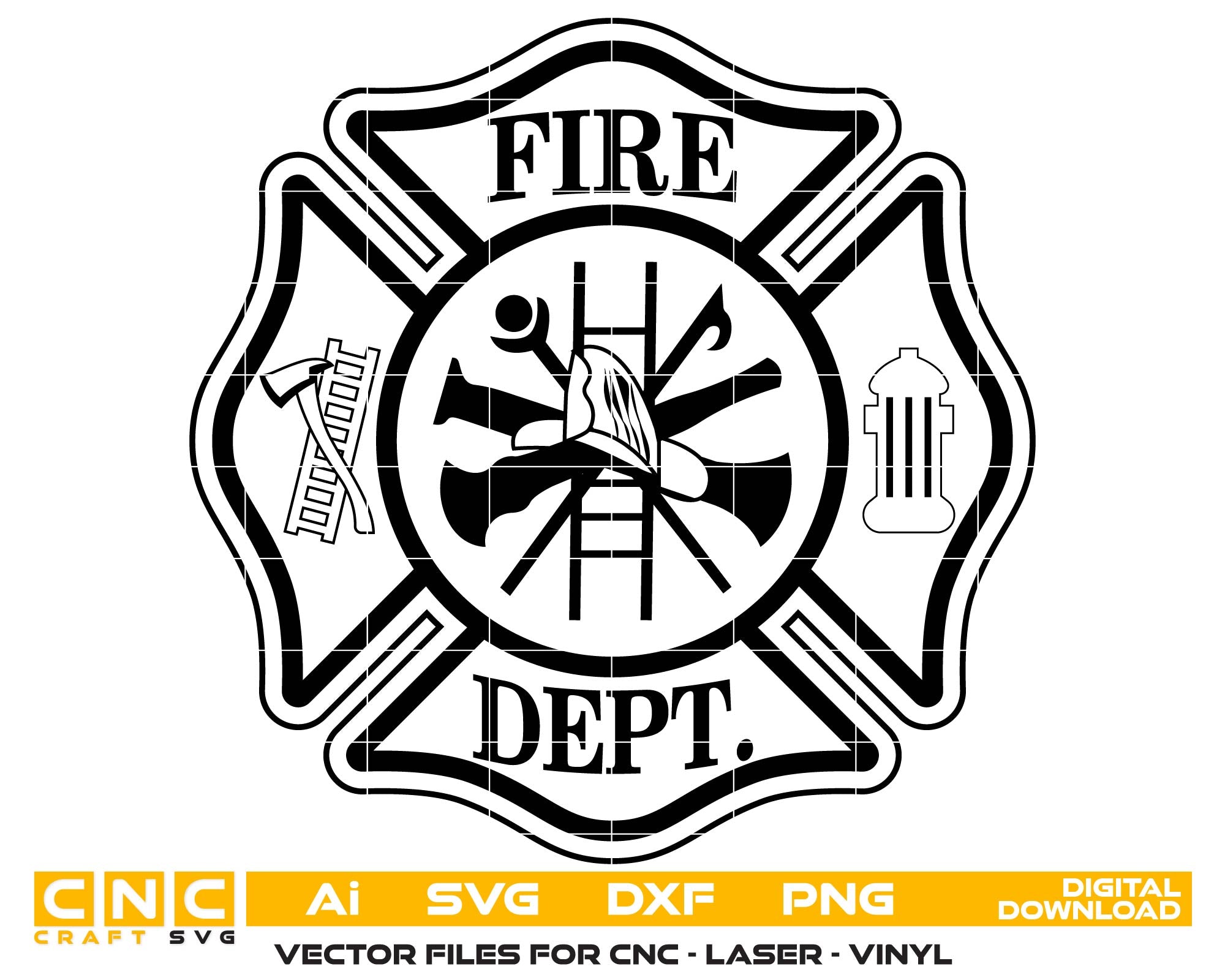 Classic Maltese Cross Fire Department Emblem
