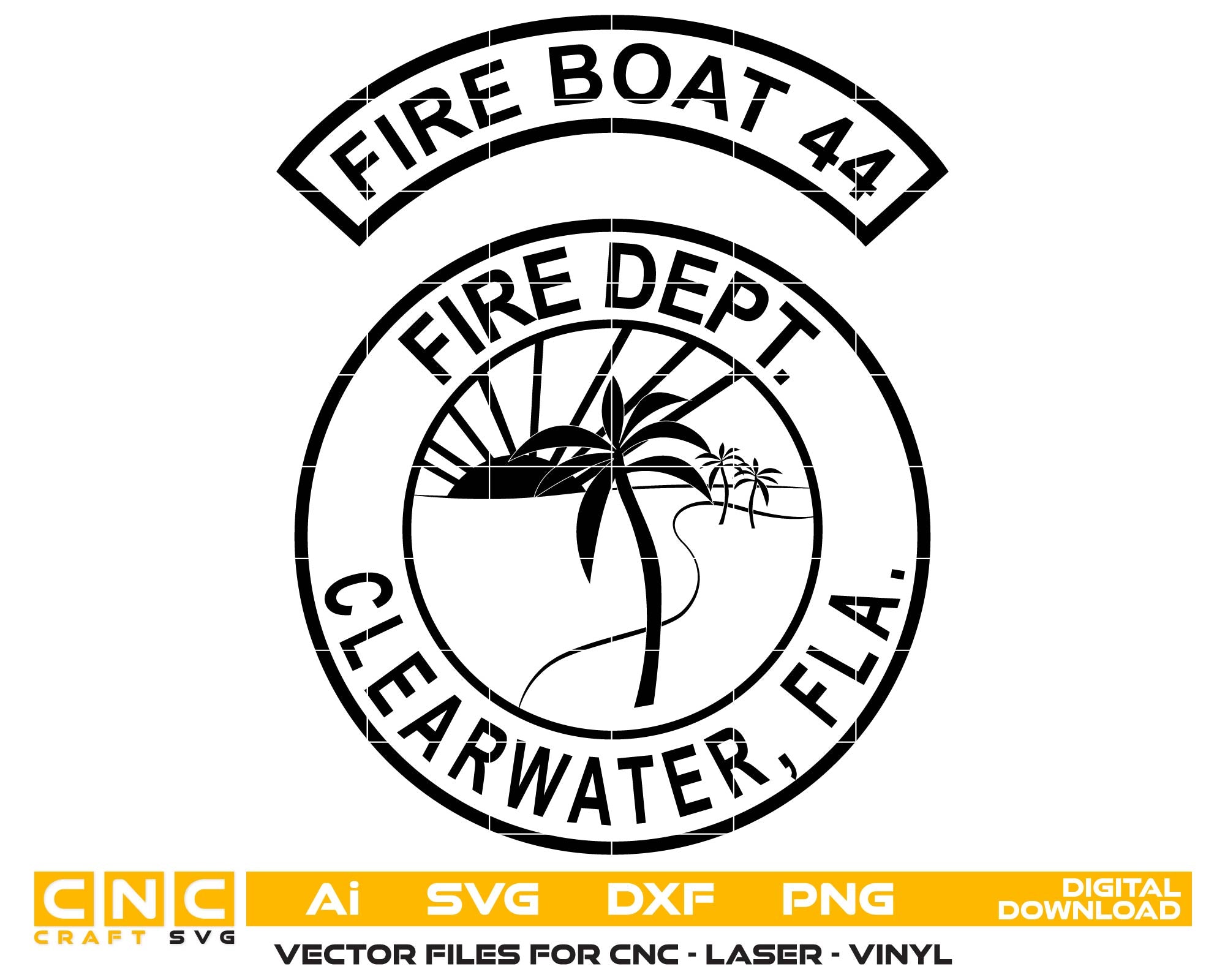 Clearwater Fire Service Fire Boat Insignia Logo, Florida