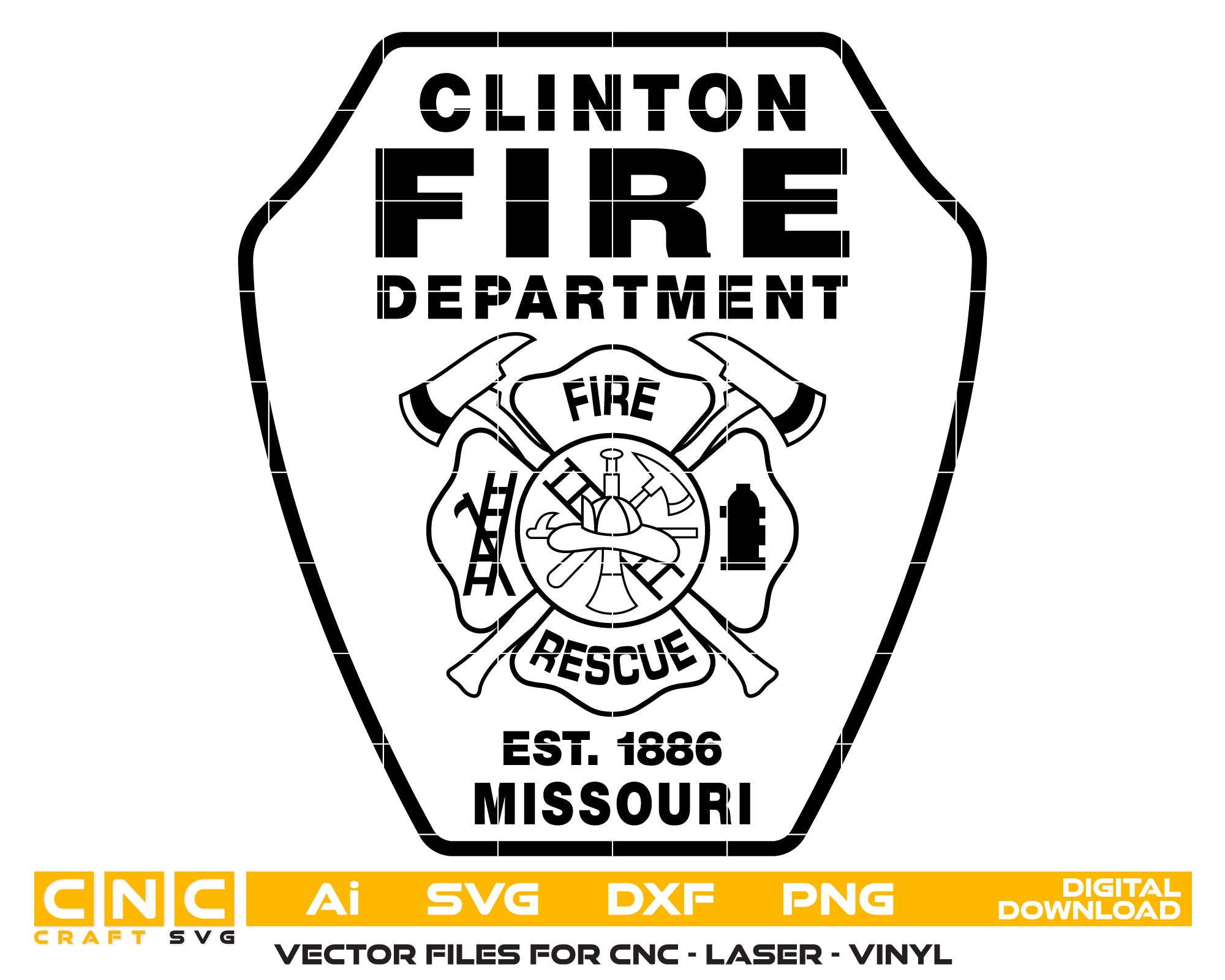clinton fire department badge svg, clinton missouri firefighter badge vector, clinton mo fire department svg emblem, missouri firefighter badge svg, #support