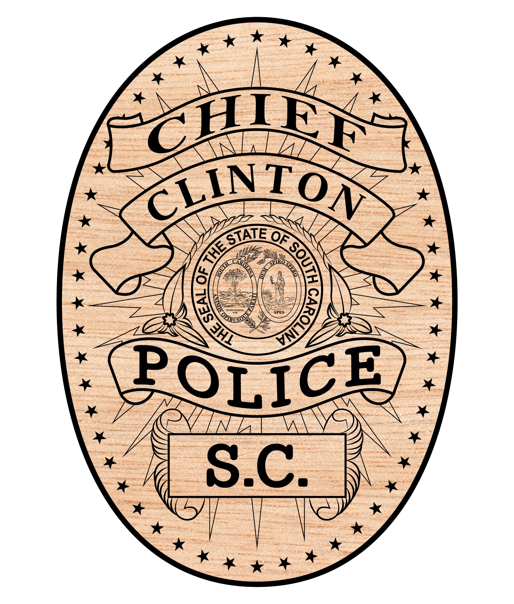 clinton police chief badge svg, clinton sc police badge vector design, clinton south carolina police svg emblem, police chief badge clinton sc svg, clinton law enforcement badge svg